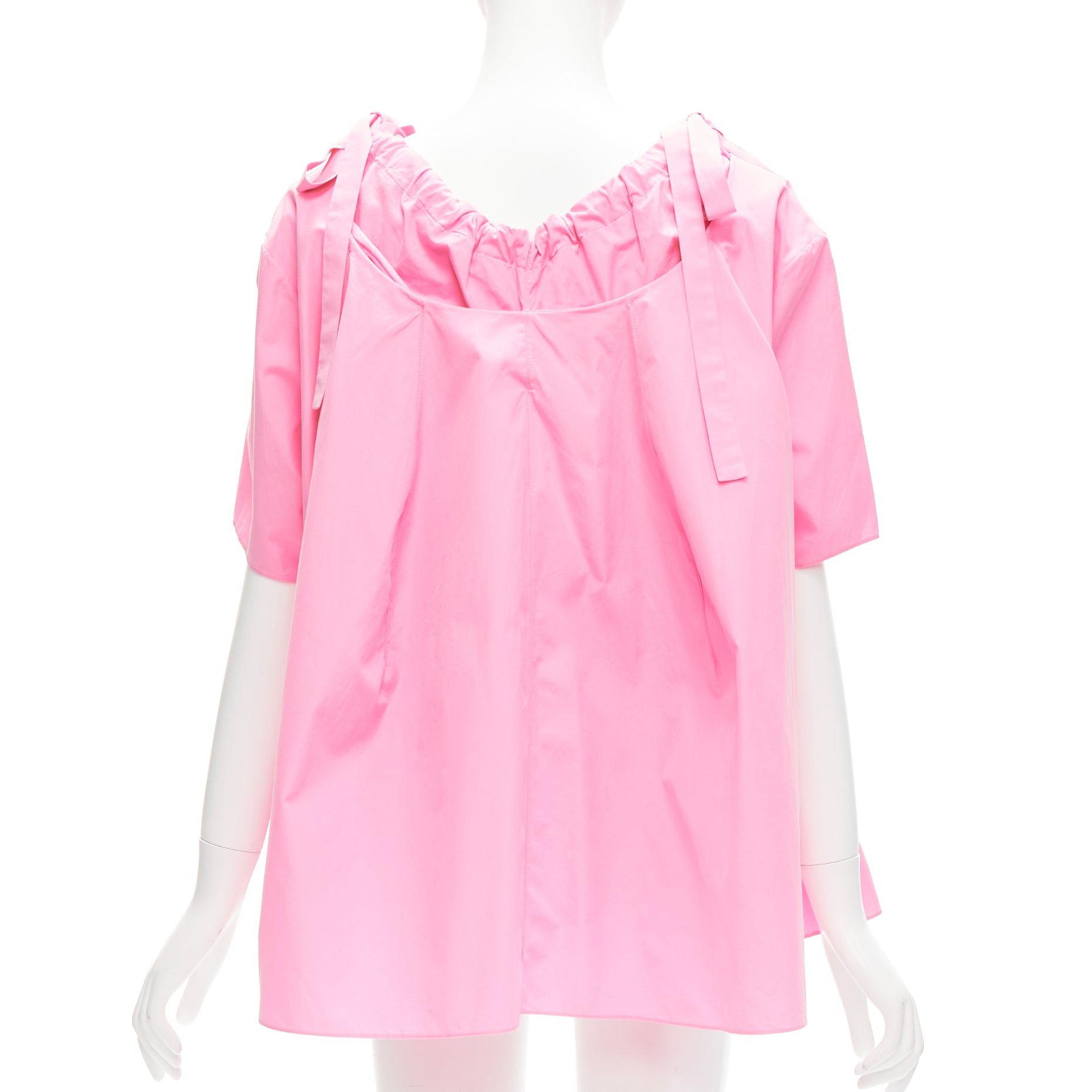 Marni MARNI pink 100% cotton side drawstring collar trapeze top IT36 XXS Size XS / US 0-2 / IT 36-38 - 5 Thumbnail