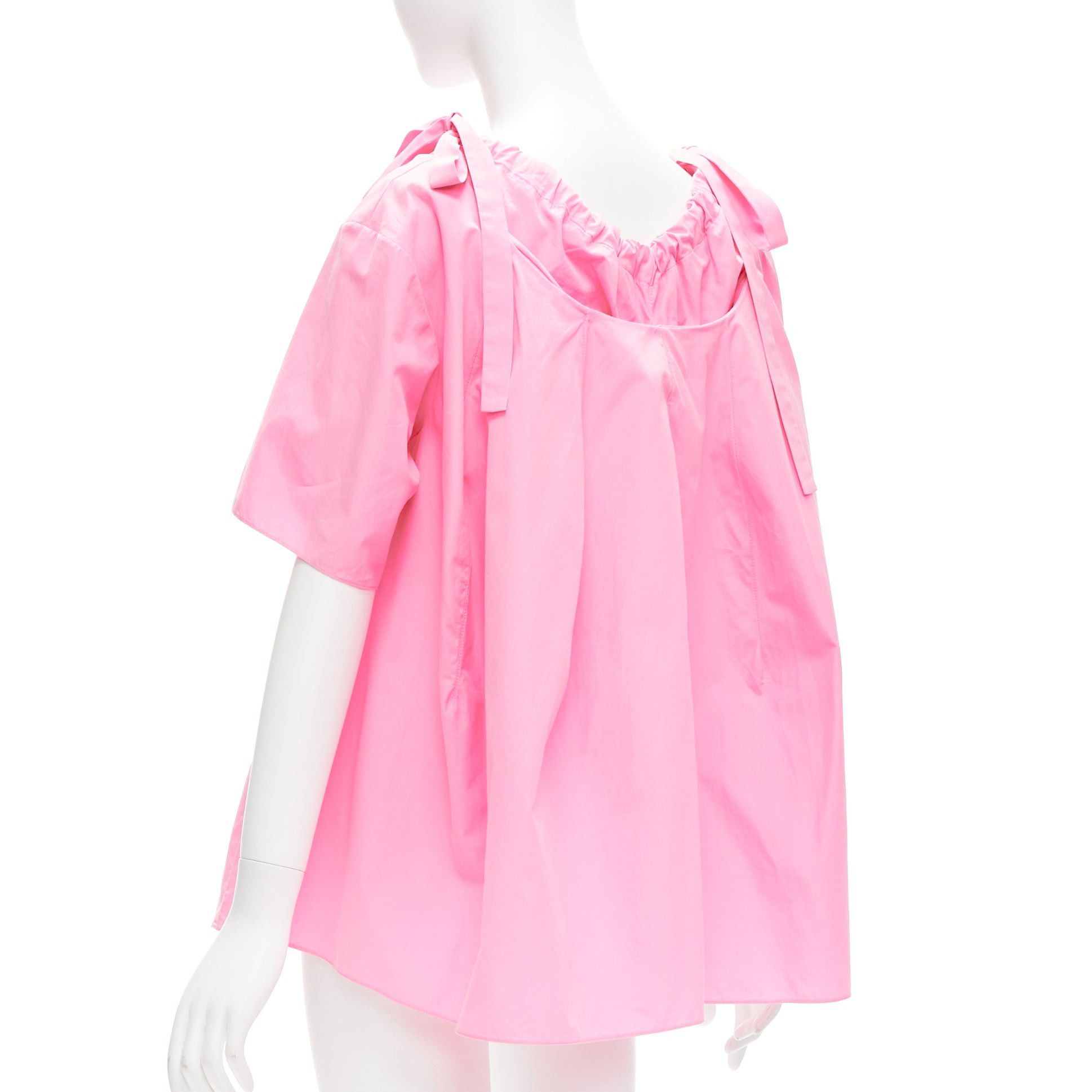 Marni MARNI pink 100% cotton side drawstring collar trapeze top IT36 XXS Size XS / US 0-2 / IT 36-38 - 2 Thumbnail