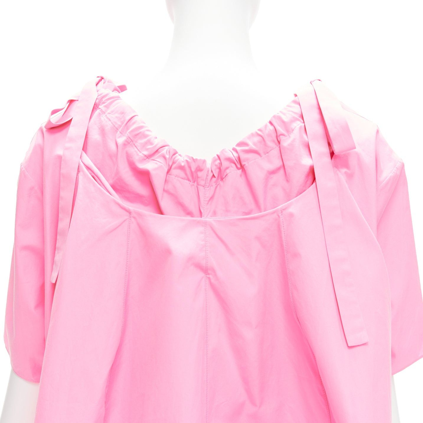 Marni MARNI pink 100% cotton side drawstring collar trapeze top IT36 XXS Size XS / US 0-2 / IT 36-38 - 6 Thumbnail