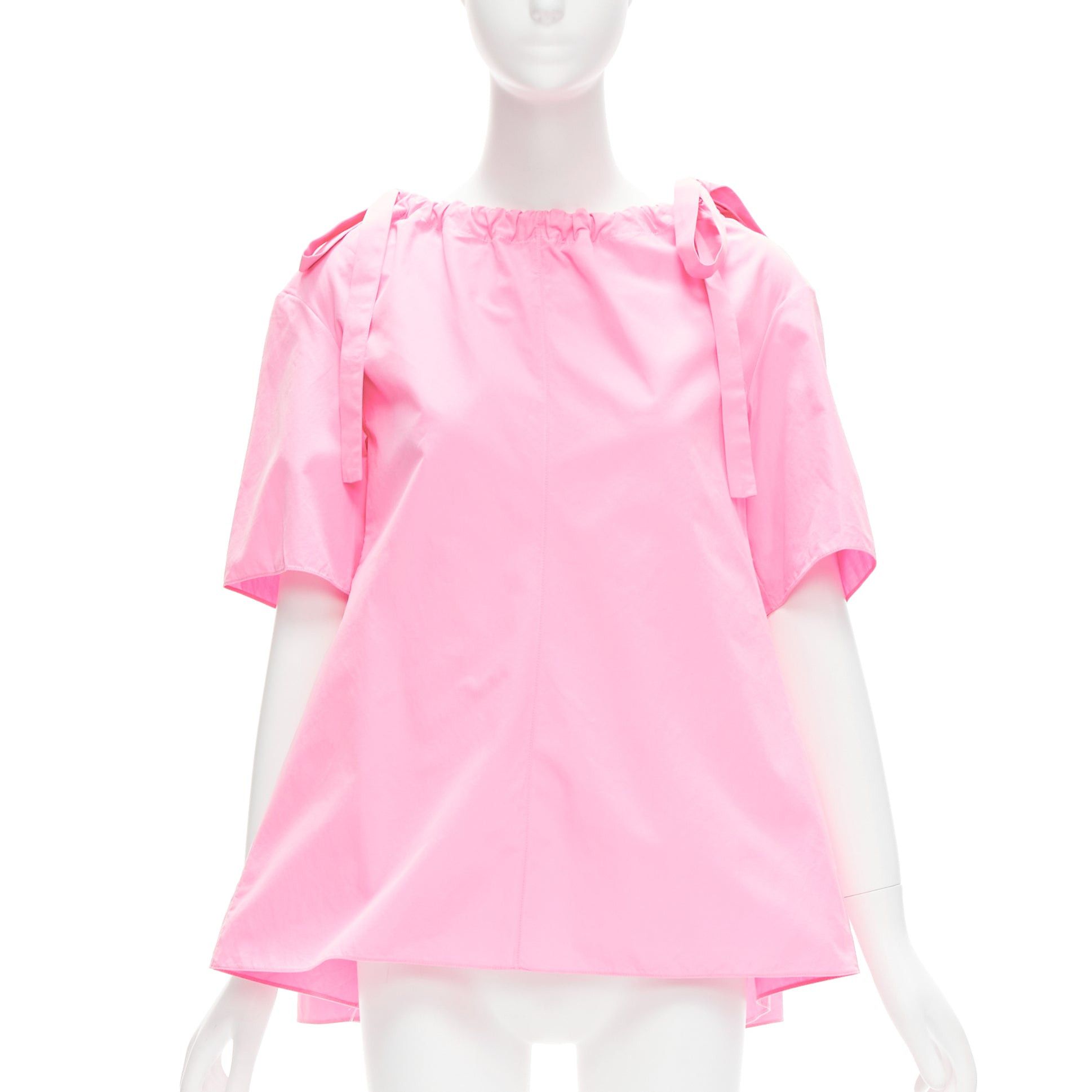 Marni MARNI pink 100% cotton side drawstring collar trapeze top IT36 XXS Size XS / US 0-2 / IT 36-38 - 3 Thumbnail