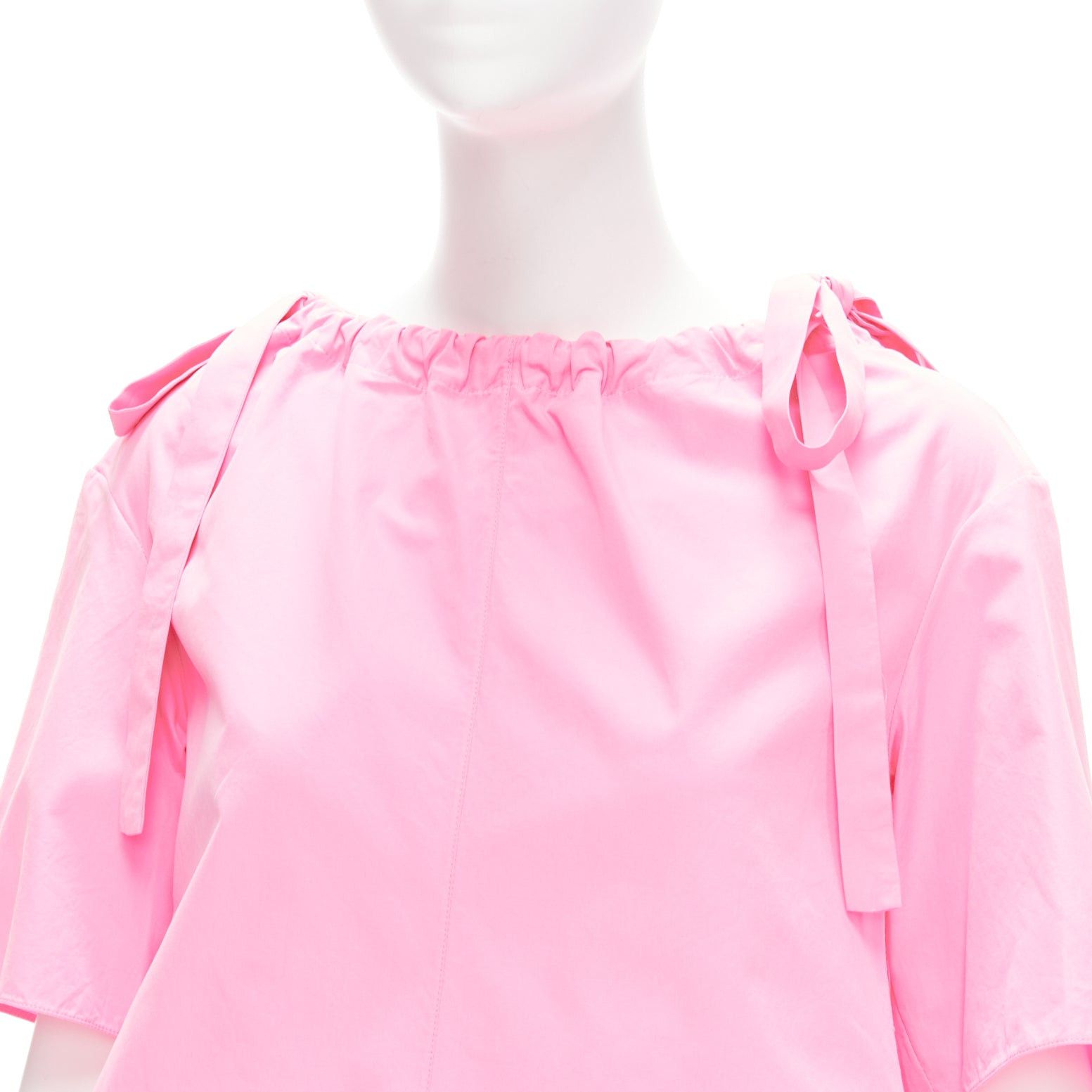 Marni MARNI pink 100% cotton side drawstring collar trapeze top IT36 XXS Size XS / US 0-2 / IT 36-38 - 7 Thumbnail