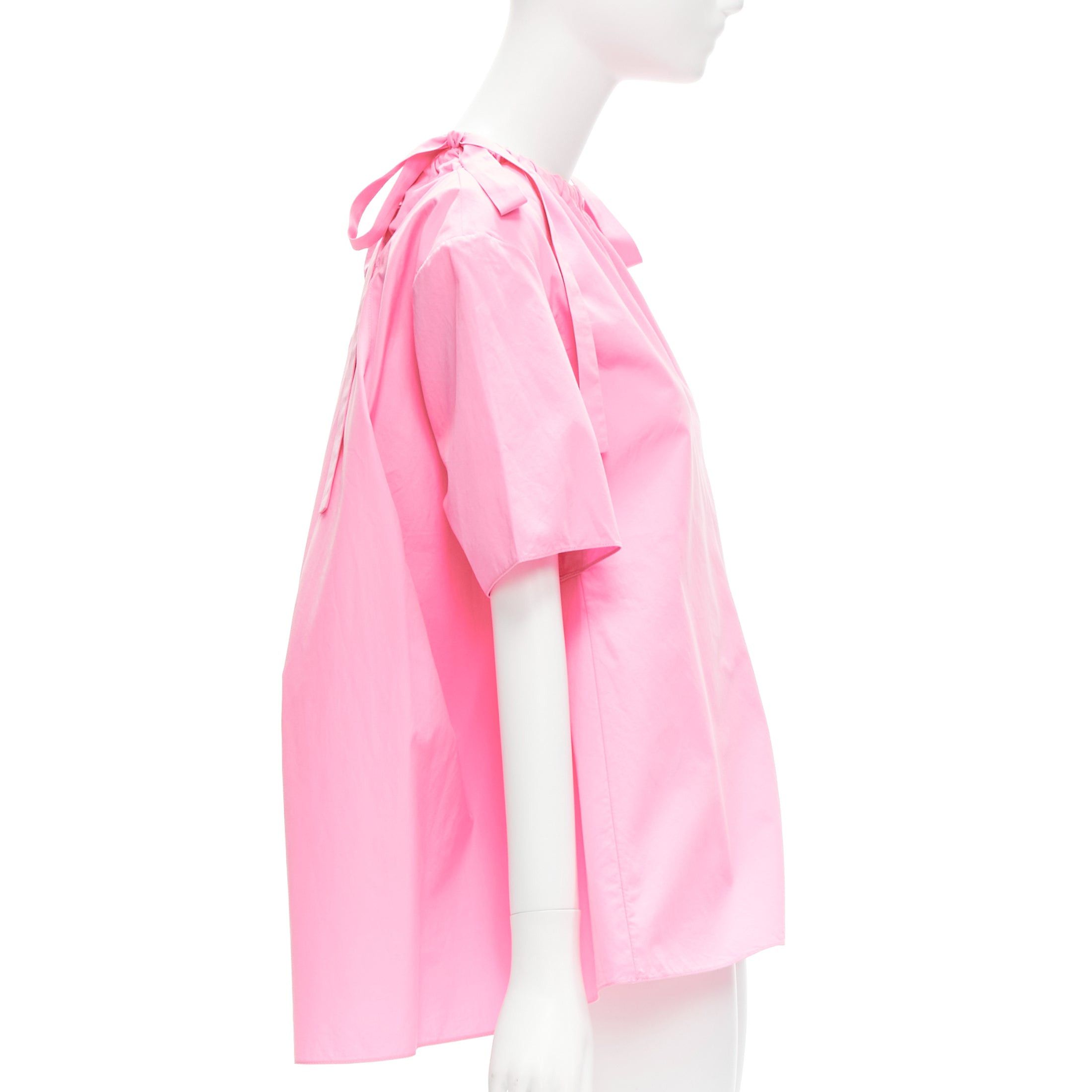 Marni MARNI pink 100% cotton side drawstring collar trapeze top IT36 XXS Size XS / US 0-2 / IT 36-38 - 4 Thumbnail