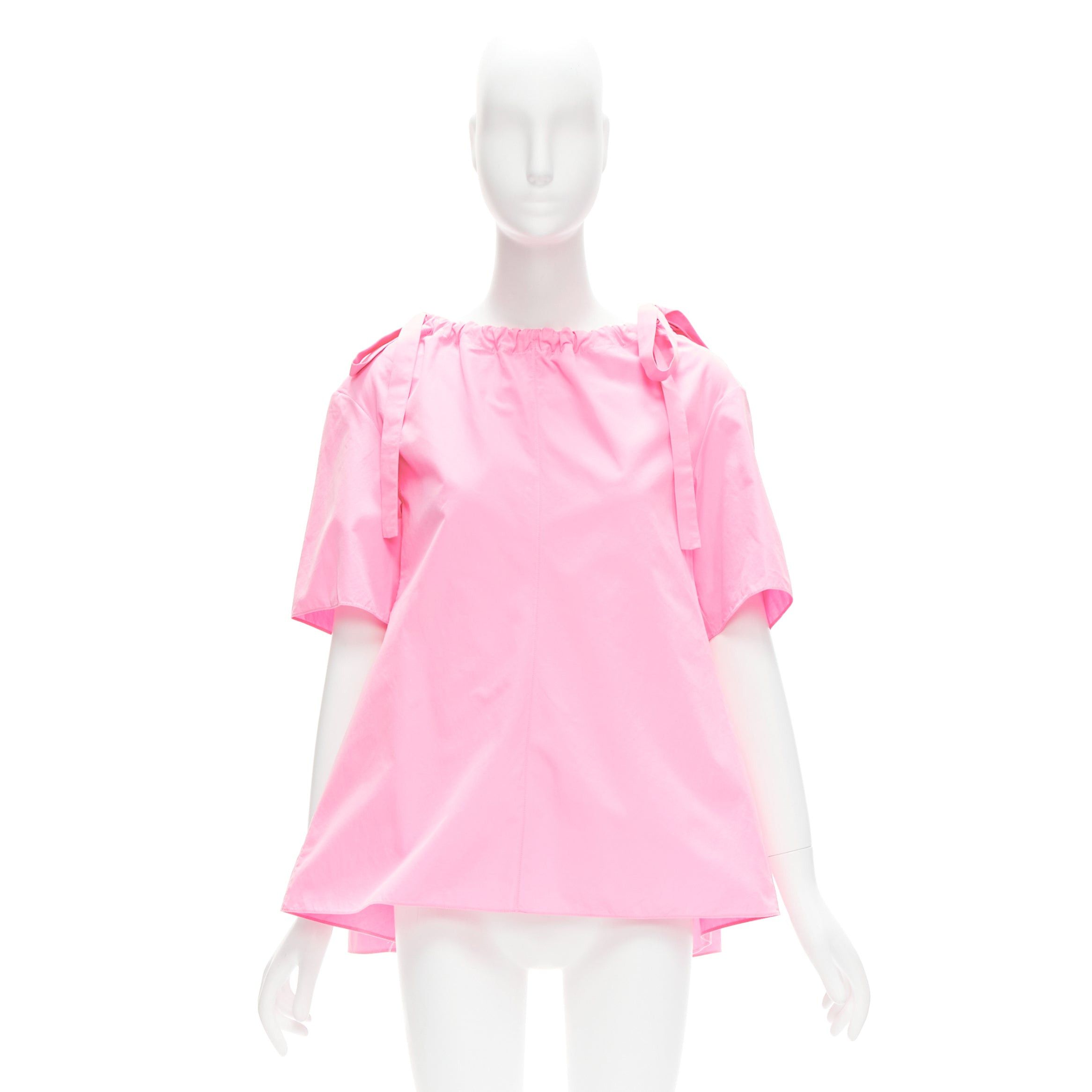 Marni MARNI pink 100% cotton side drawstring collar trapeze top IT36 XXS Size XS / US 0-2 / IT 36-38 - 9 Thumbnail