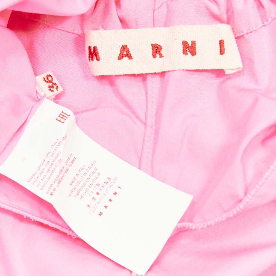 Marni MARNI pink 100% cotton side drawstring collar trapeze top IT36 XXS Size XS / US 0-2 / IT 36-38 - 8 Thumbnail