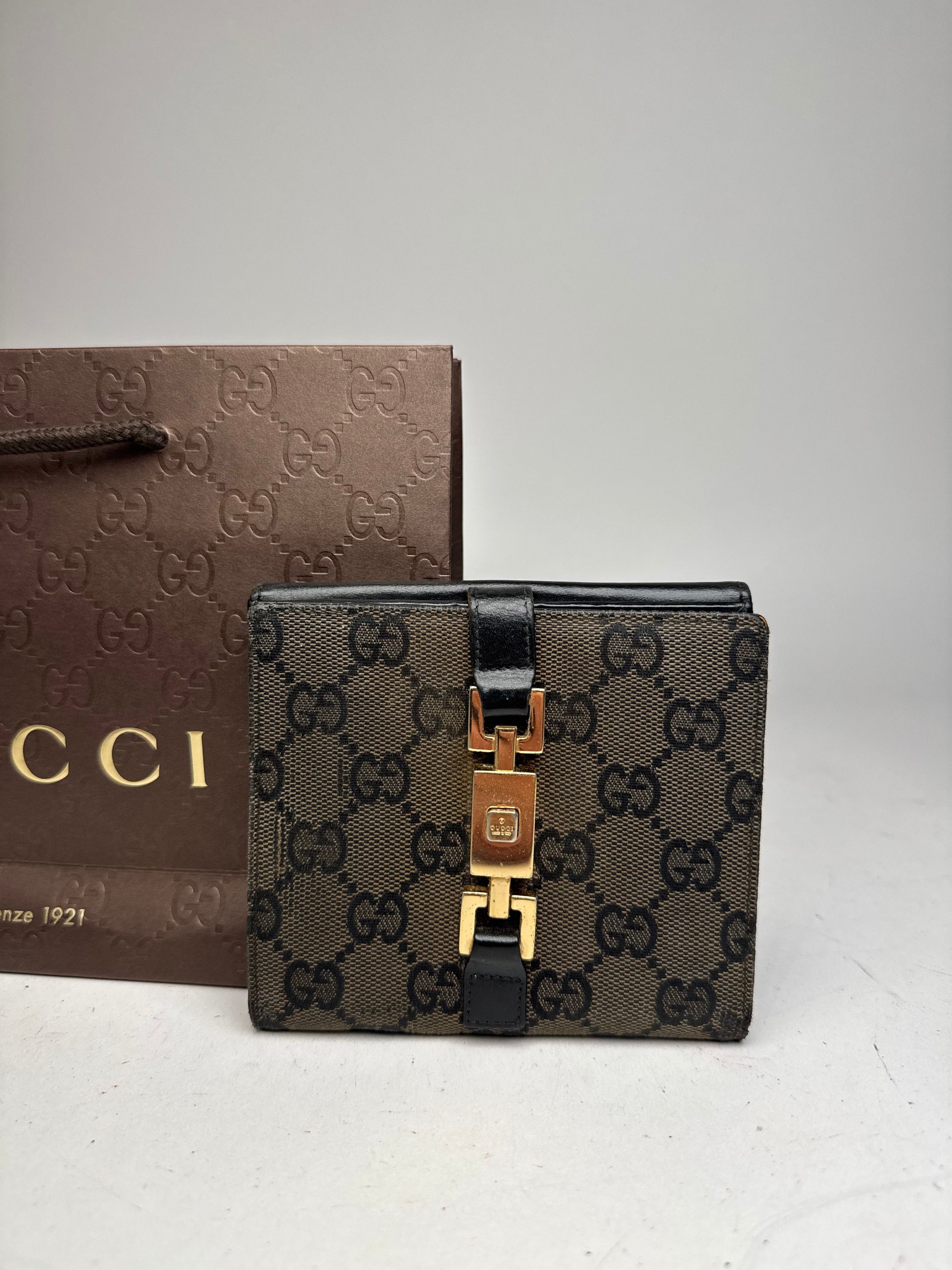Gucci Vintage Jackie Monogram Wallet black brown Size ONE SIZE - 7 Thumbnail