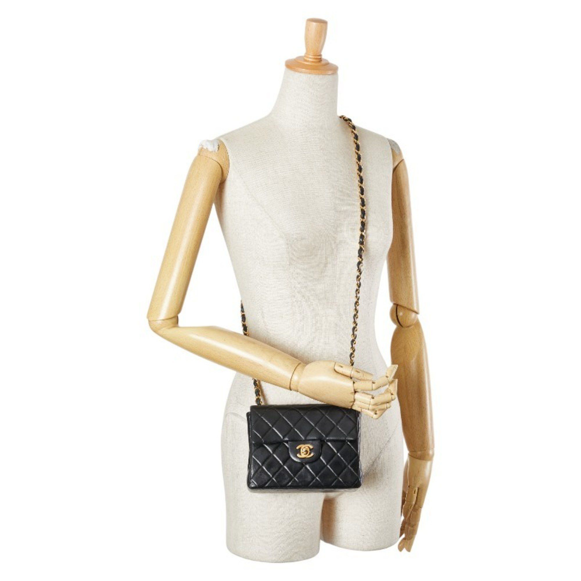 Chanel CHANEL Mini Matelasse Coco Mark Chain Shoulder Bag in Black Lambskin for Women Size ONE SIZE - 13 Thumbnail
