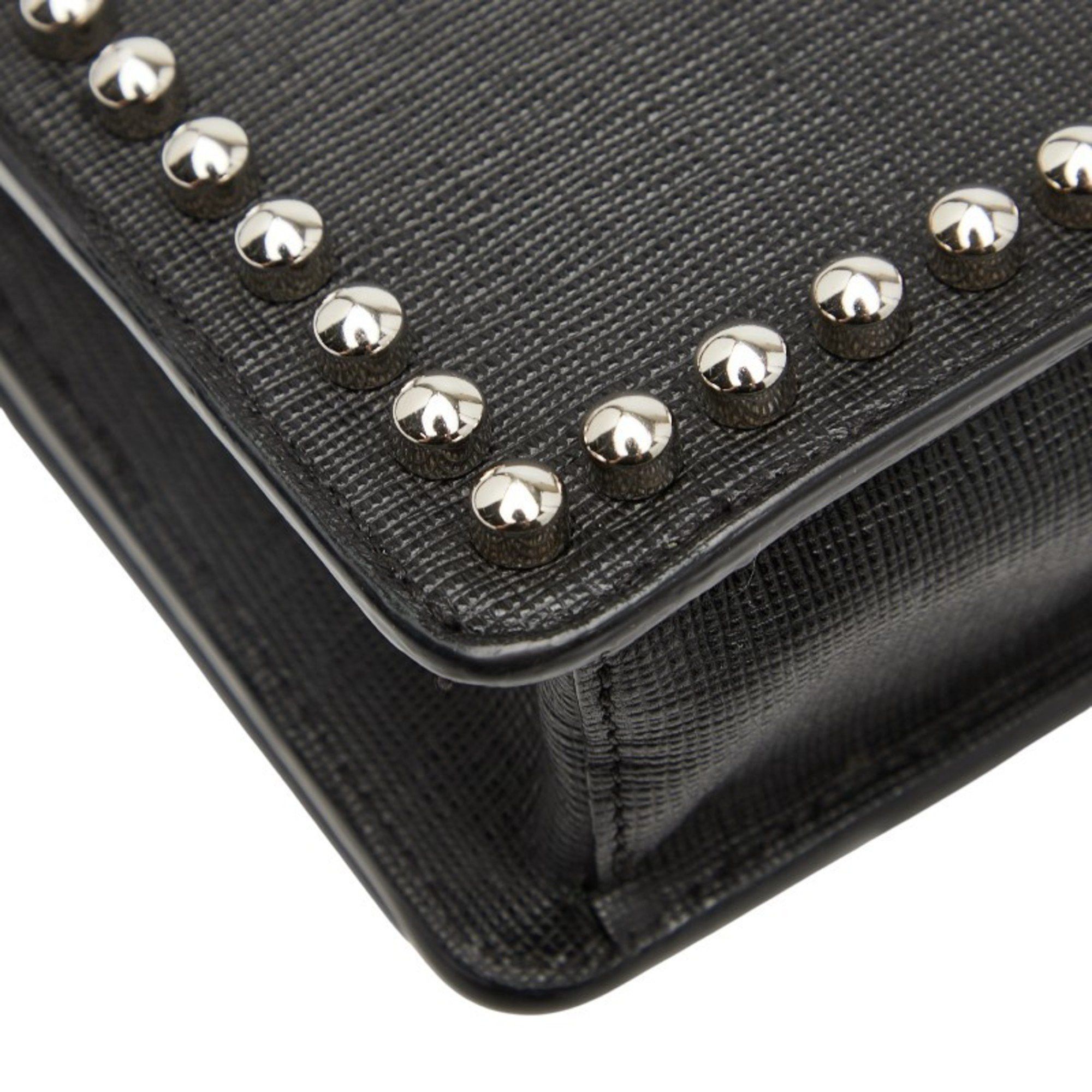 Fendi FENDI Carlito Studded Chain Shoulder Bag/Wallet Bag 8M0346 Black Leather Women's Size ONE SIZE - 7 Thumbnail