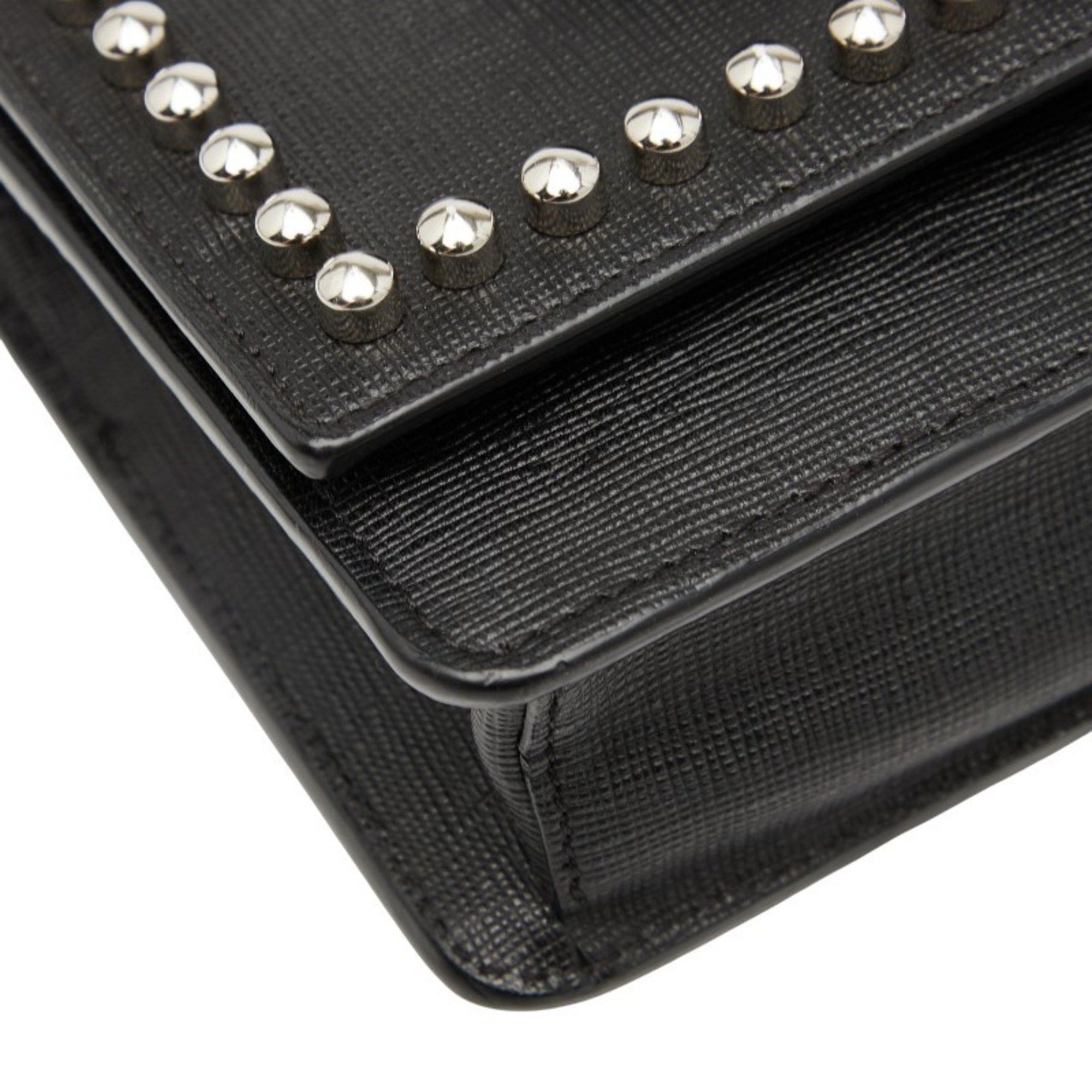 Fendi FENDI Carlito Studded Chain Shoulder Bag/Wallet Bag 8M0346 Black Leather Women's Size ONE SIZE - 4 Thumbnail