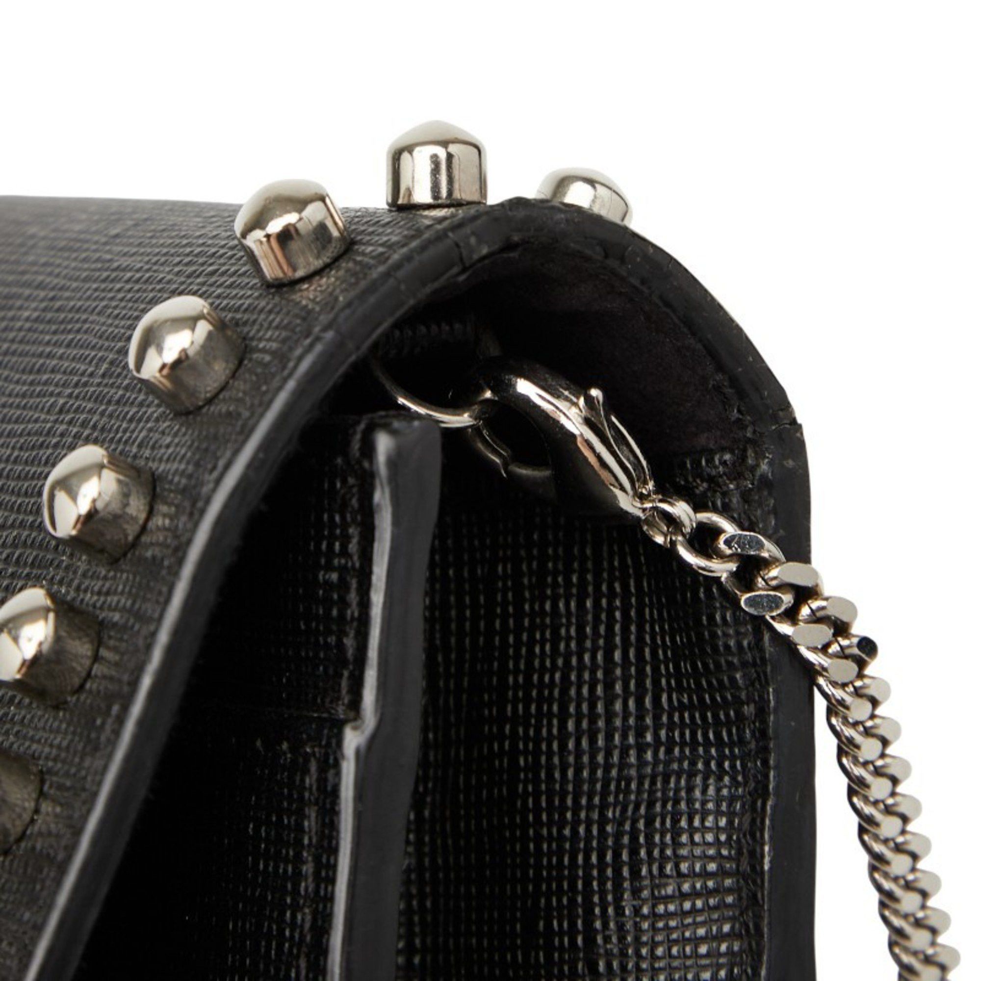 Fendi FENDI Carlito Studded Chain Shoulder Bag/Wallet Bag 8M0346 Black Leather Women's Size ONE SIZE - 8 Thumbnail