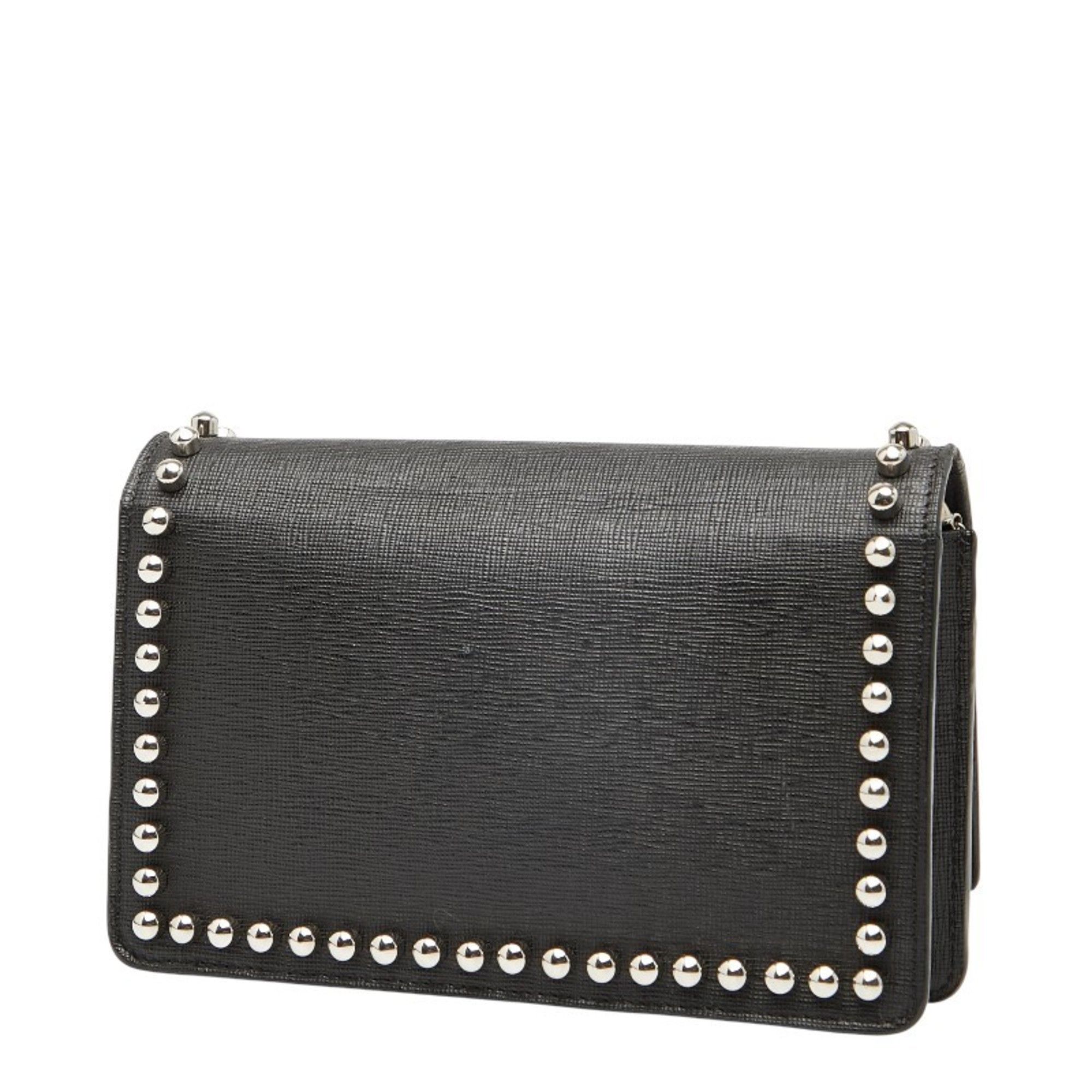 Fendi FENDI Carlito Studded Chain Shoulder Bag/Wallet Bag 8M0346 Black Leather Women's Size ONE SIZE - 2 Thumbnail