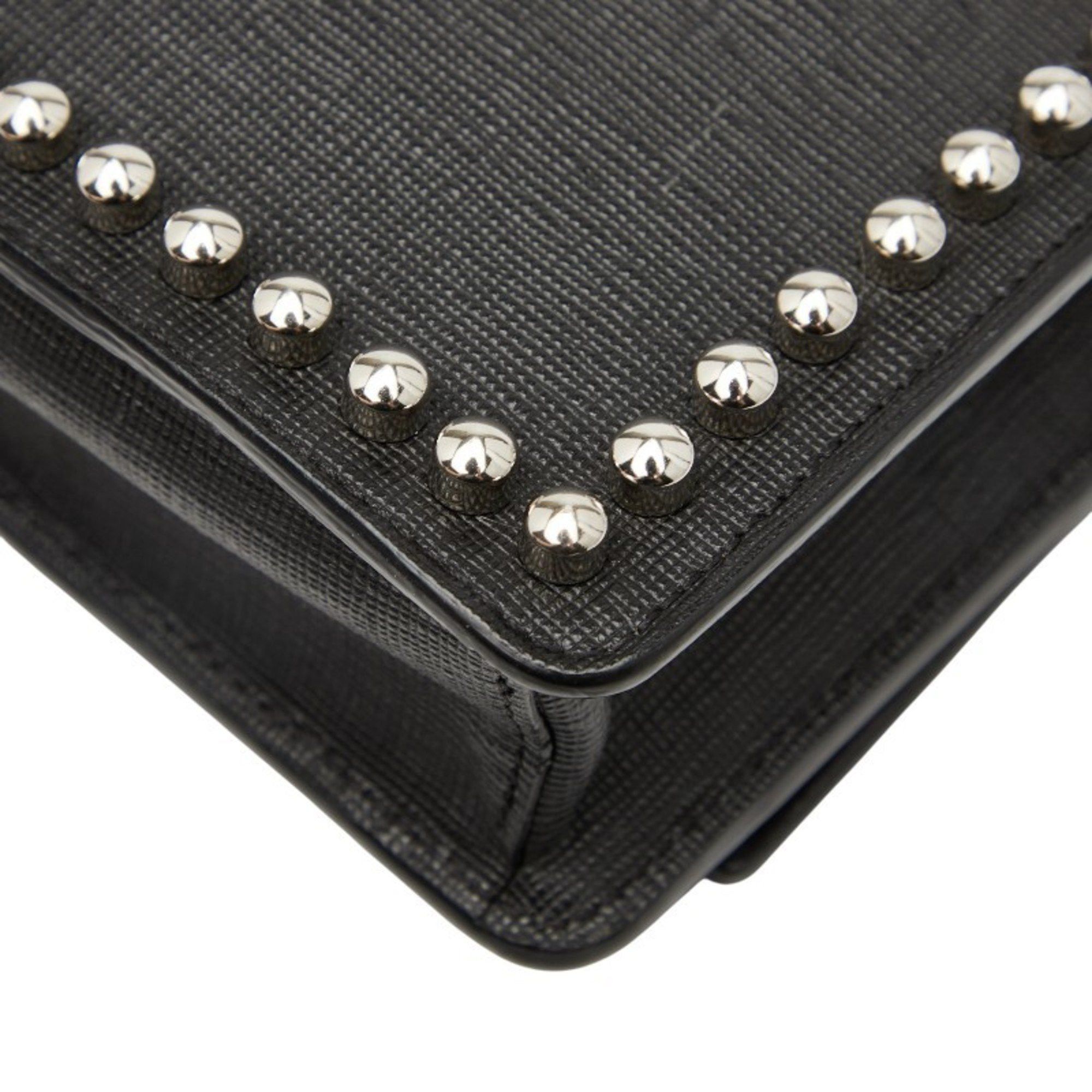 Fendi FENDI Carlito Studded Chain Shoulder Bag/Wallet Bag 8M0346 Black Leather Women's Size ONE SIZE - 6 Thumbnail