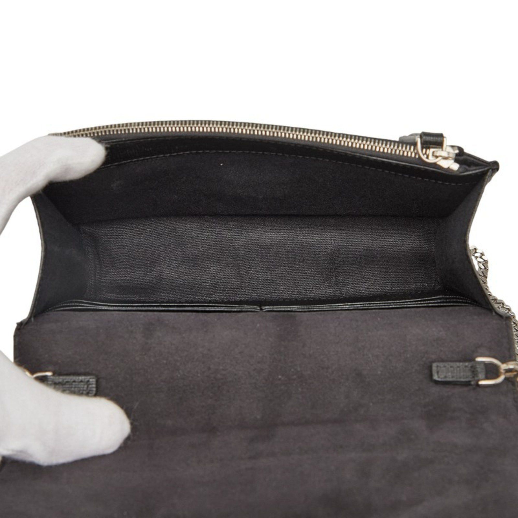 Fendi FENDI Carlito Studded Chain Shoulder Bag/Wallet Bag 8M0346 Black Leather Women's Size ONE SIZE - 10 Thumbnail