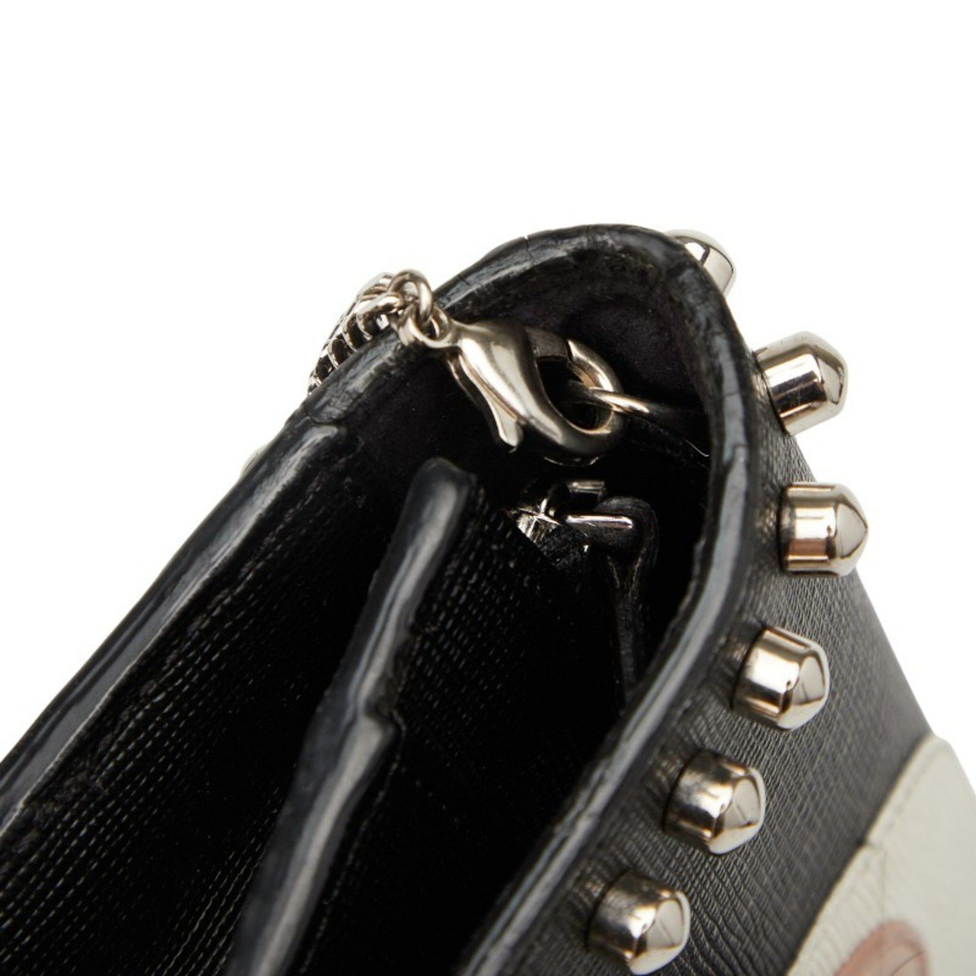 Fendi FENDI Carlito Studded Chain Shoulder Bag/Wallet Bag 8M0346 Black Leather Women's Size ONE SIZE - 9 Thumbnail