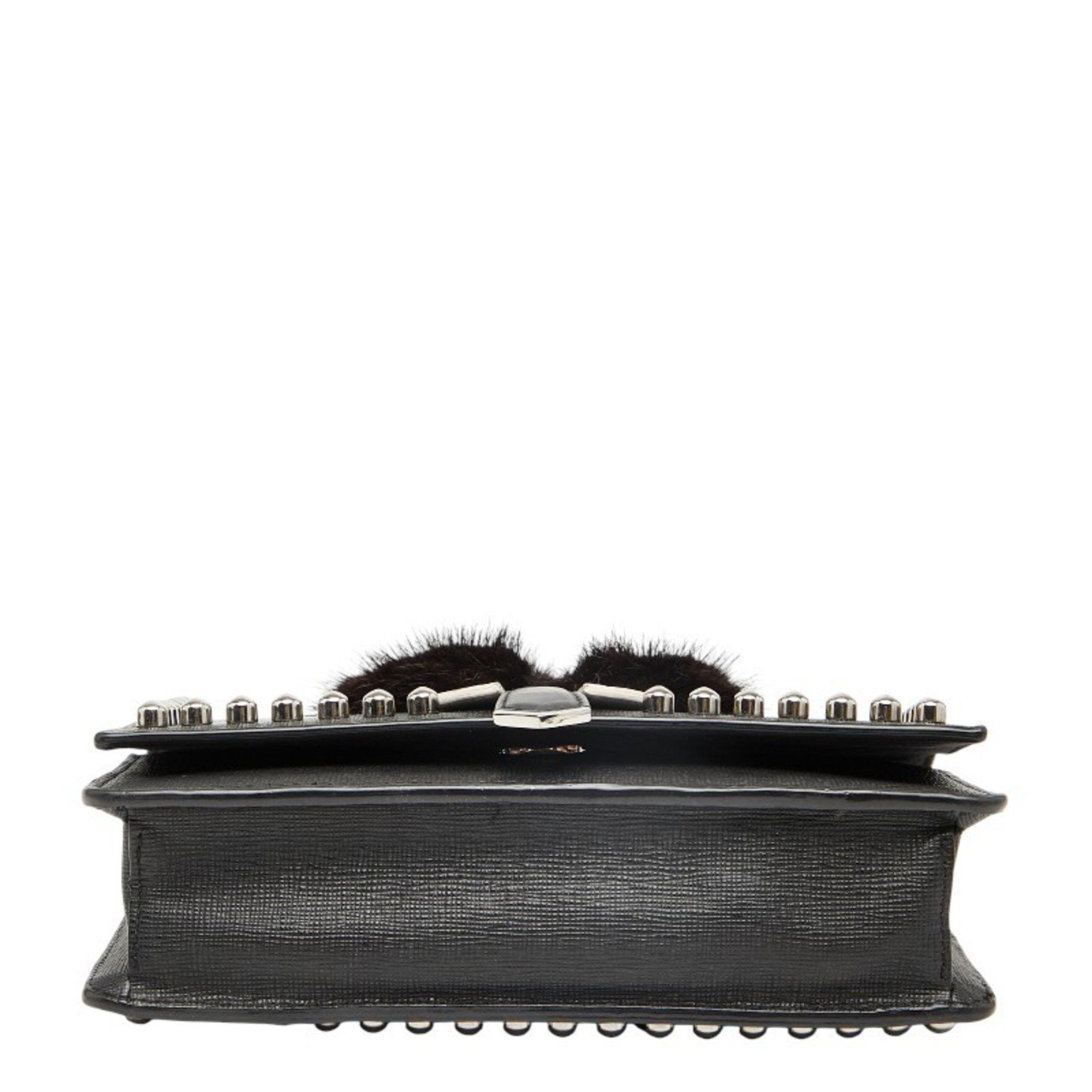 Fendi FENDI Carlito Studded Chain Shoulder Bag/Wallet Bag 8M0346 Black Leather Women's Size ONE SIZE - 3 Thumbnail