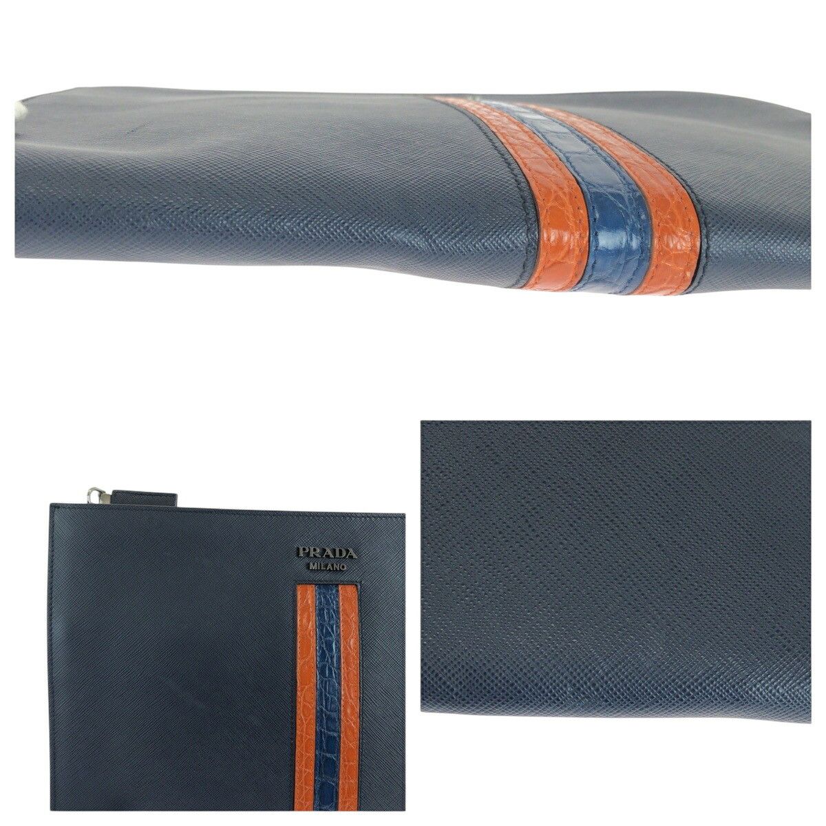 Prada Prada Prada 2VN003 Saffiano Crocodile Clutch Bag Leather Clutch Bag 2VN003 DUTY FREE for USA Size ONE SIZE - 6 Thumbnail