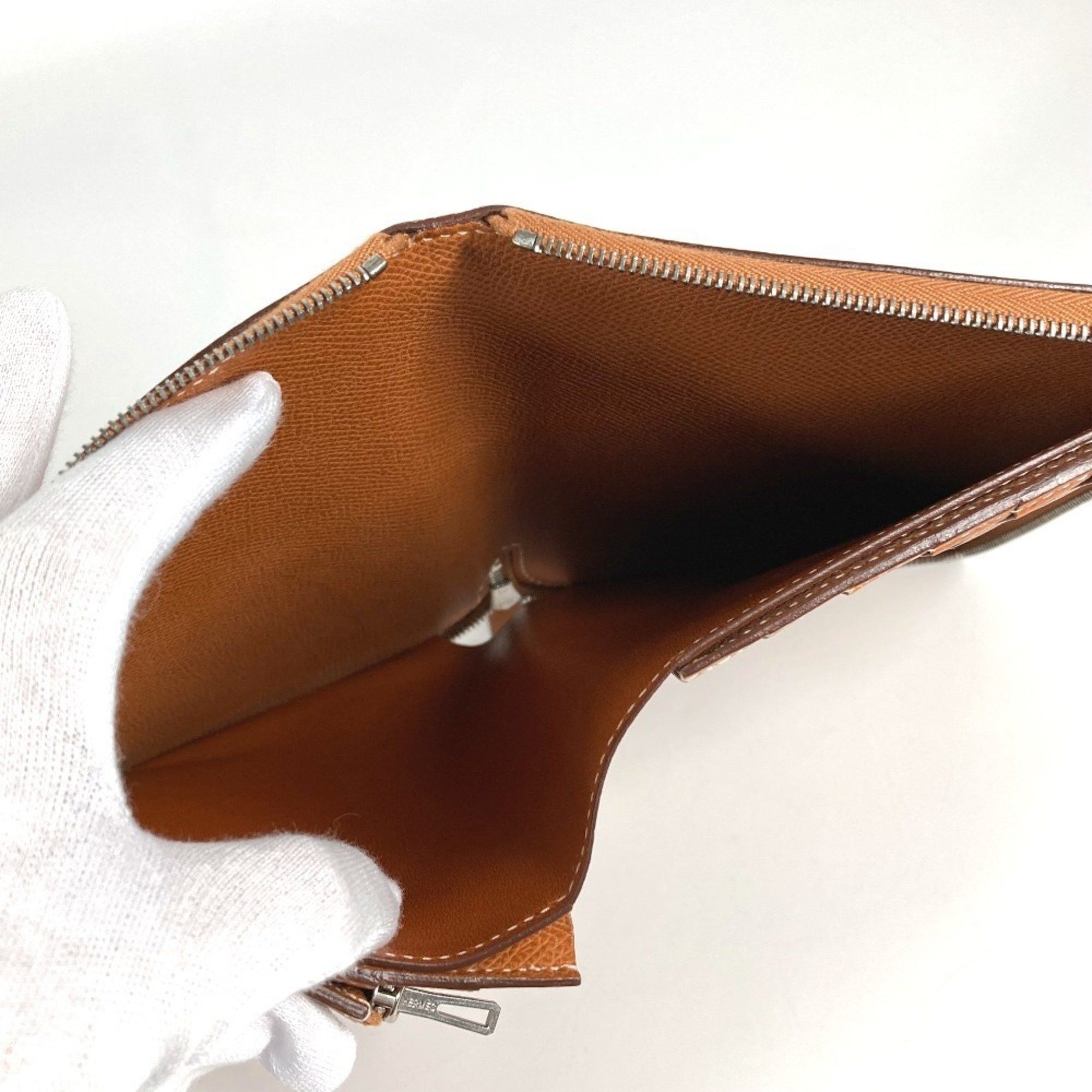 Hermes HERMES Azap Combine Long Wallet with Round Zipper Travel Case, Leather, Unisex, Gold Size ONE SIZE - 13 Thumbnail