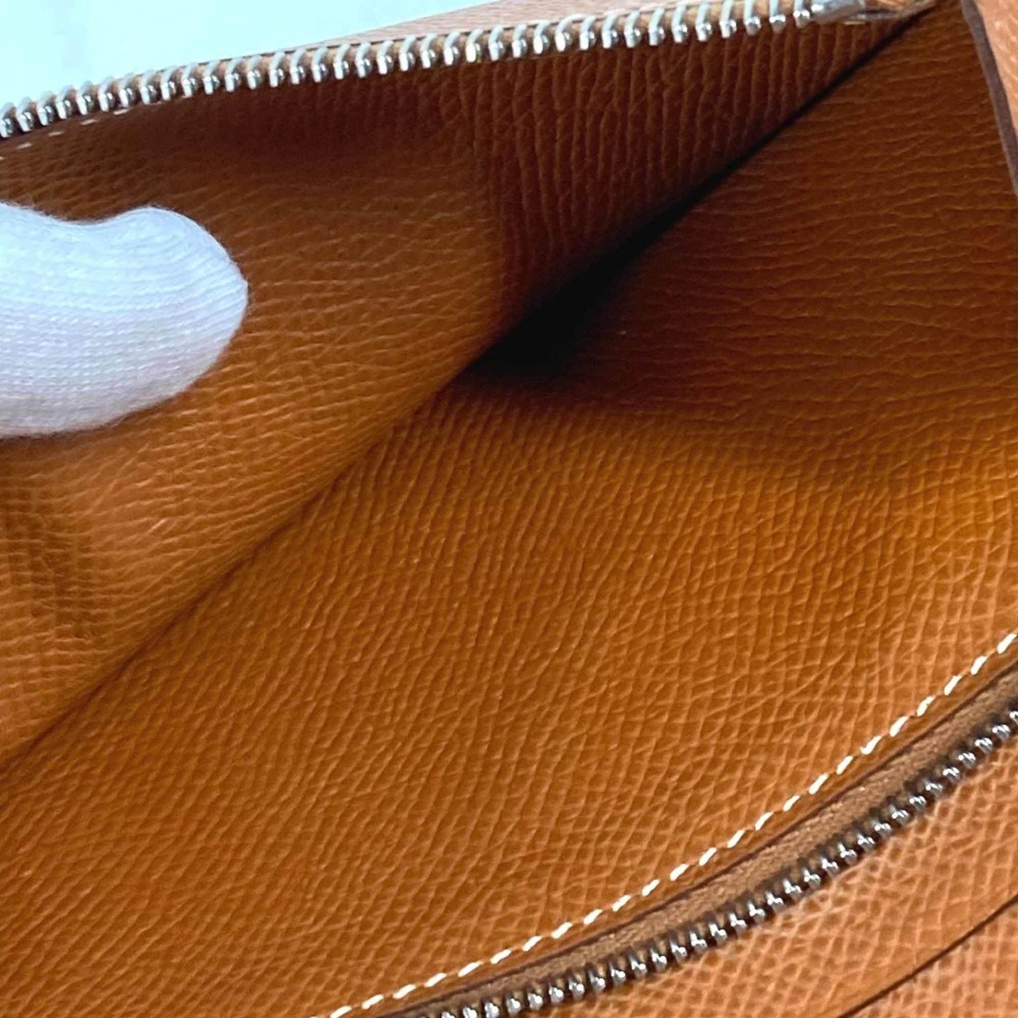 Hermes HERMES Azap Combine Long Wallet with Round Zipper Travel Case, Leather, Unisex, Gold Size ONE SIZE - 10 Thumbnail