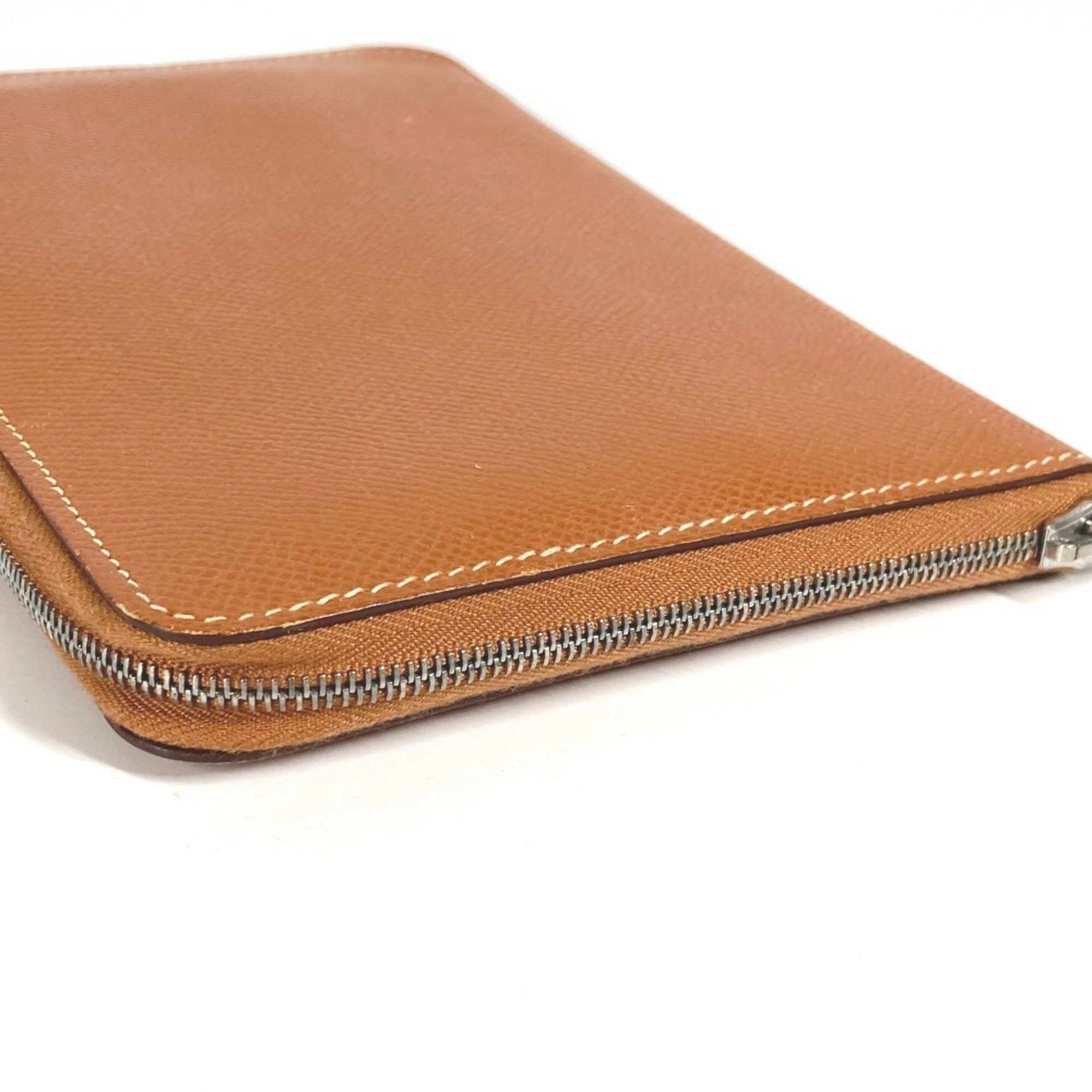 Hermes HERMES Azap Combine Long Wallet with Round Zipper Travel Case, Leather, Unisex, Gold Size ONE SIZE - 4 Thumbnail
