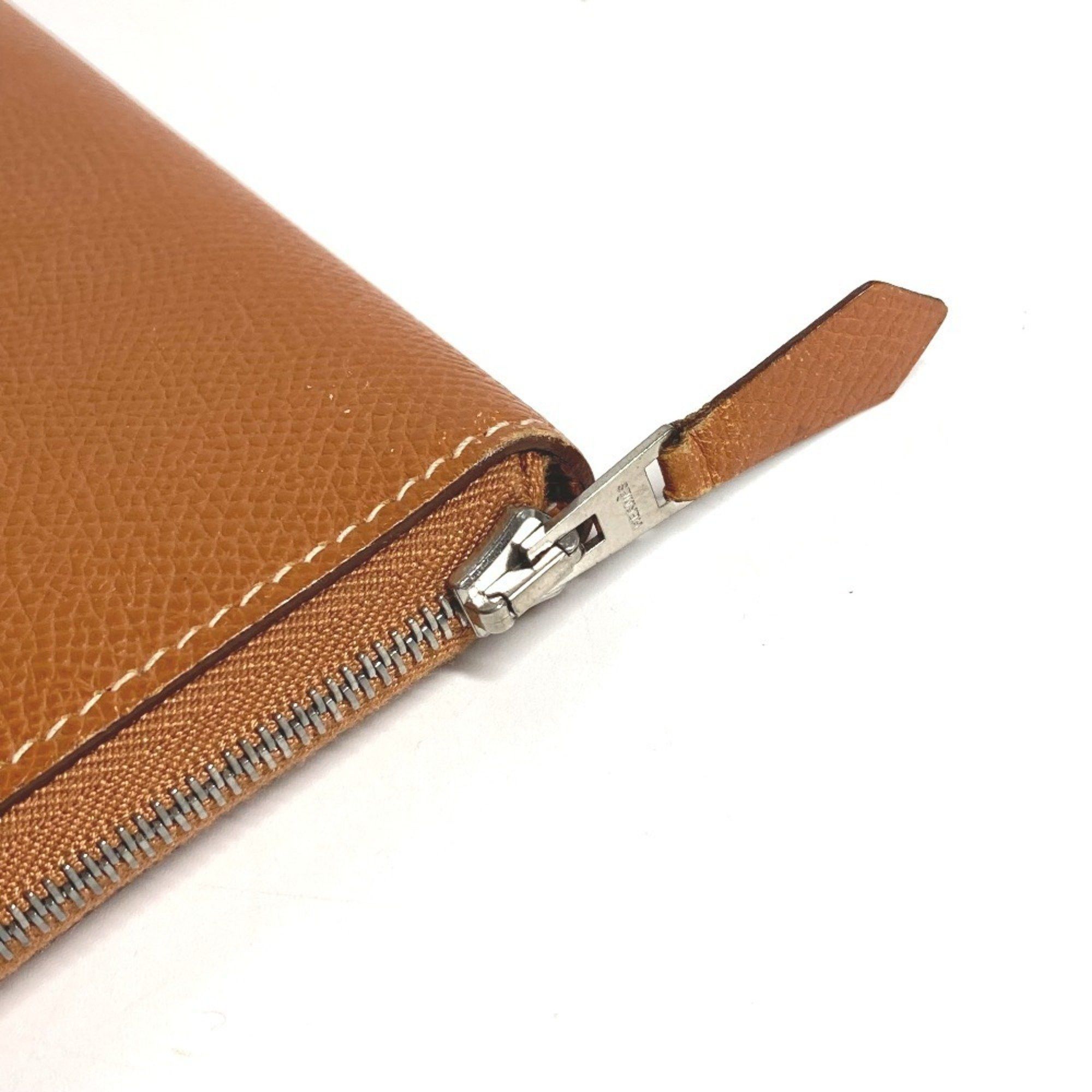 Hermes HERMES Azap Combine Long Wallet with Round Zipper Travel Case, Leather, Unisex, Gold Size ONE SIZE - 3 Thumbnail