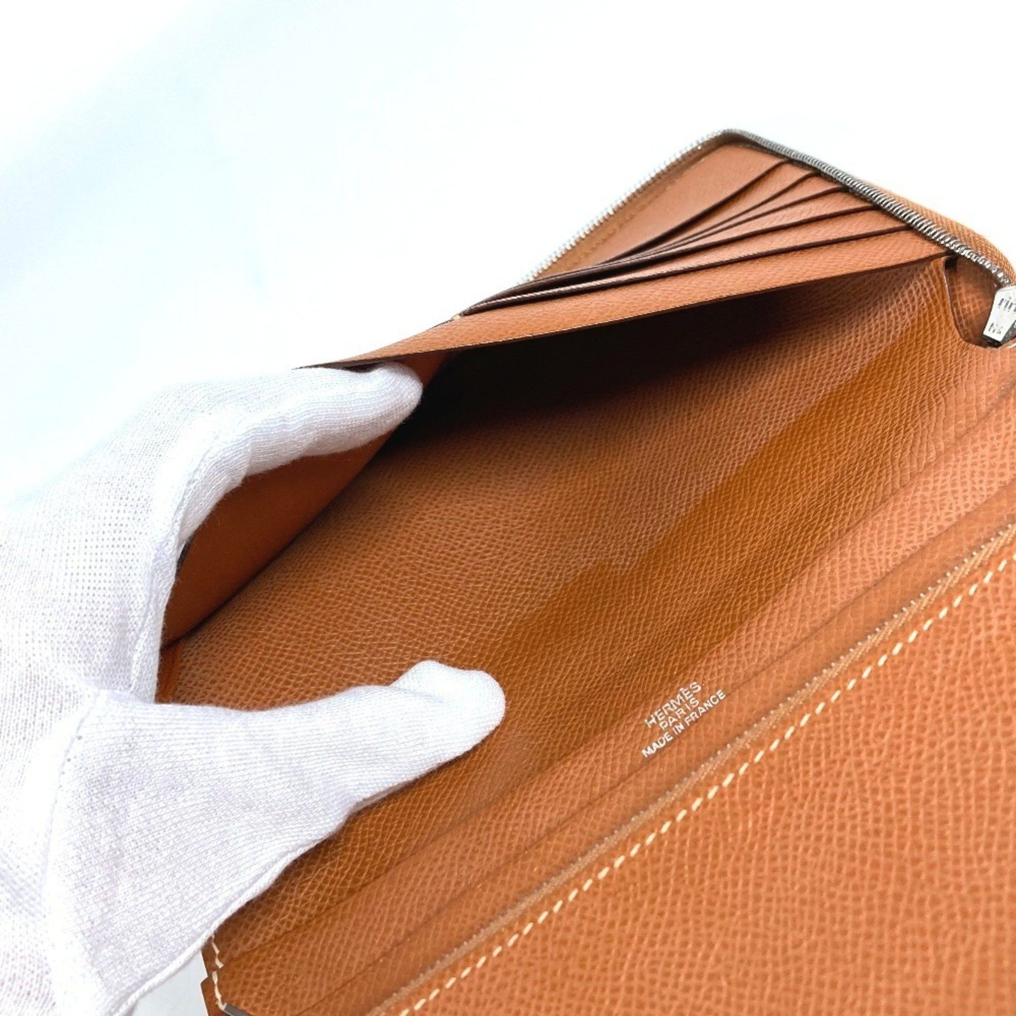 Hermes HERMES Azap Combine Long Wallet with Round Zipper Travel Case, Leather, Unisex, Gold Size ONE SIZE - 15 Thumbnail