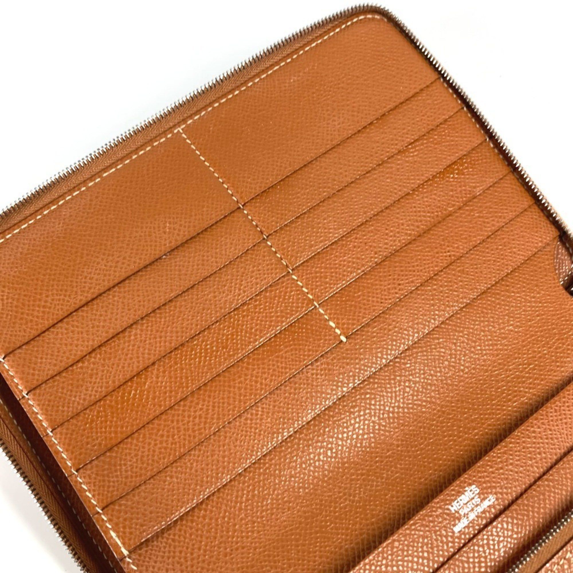 Hermes HERMES Azap Combine Long Wallet with Round Zipper Travel Case, Leather, Unisex, Gold Size ONE SIZE - 14 Thumbnail