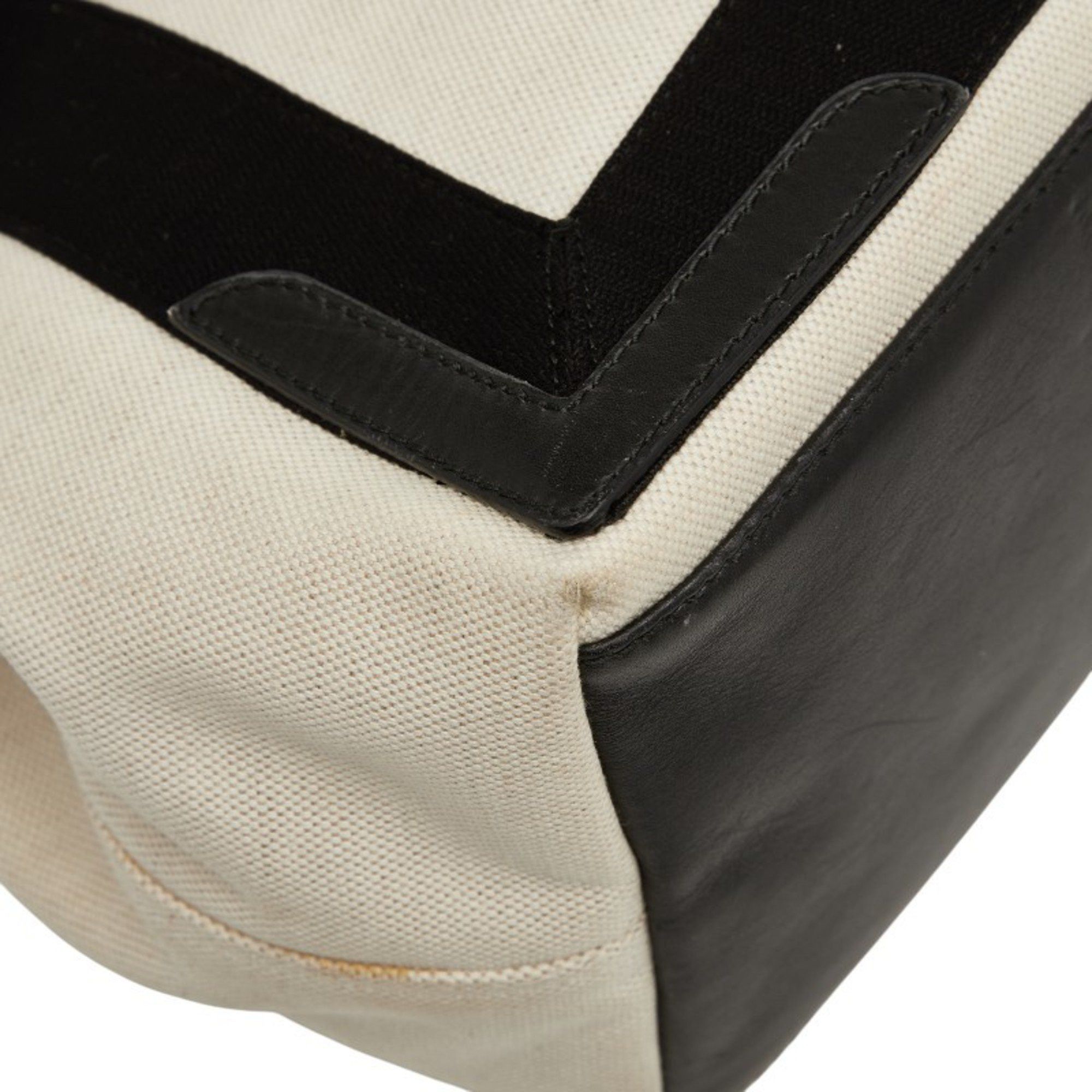 Balenciaga Balenciaga Navy Cabas Small Handbag 339933 in Beige and Black Canvas Leather. Women's. Size ONE SIZE - 6 Thumbnail