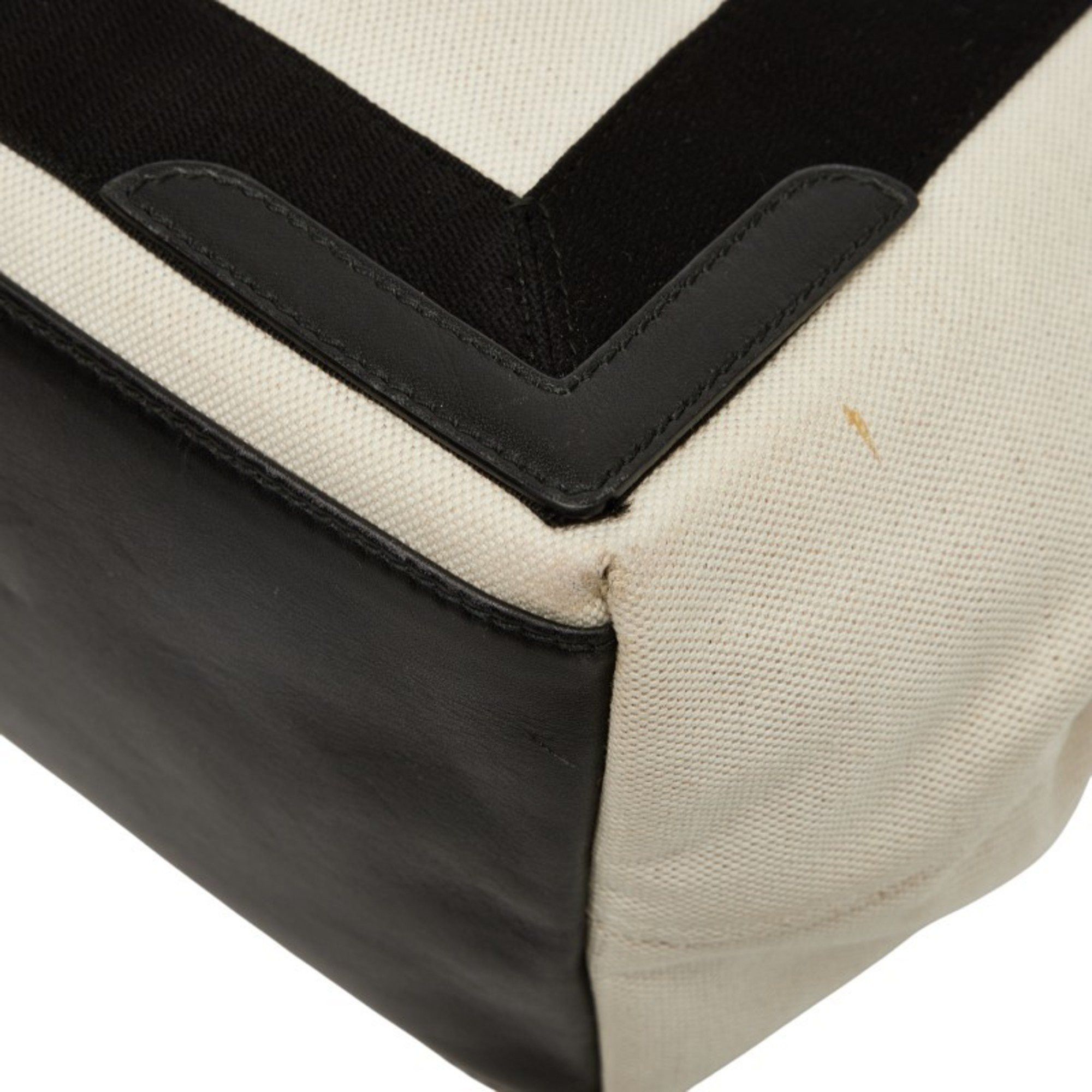Balenciaga Balenciaga Navy Cabas Small Handbag 339933 in Beige and Black Canvas Leather. Women's. Size ONE SIZE - 5 Thumbnail