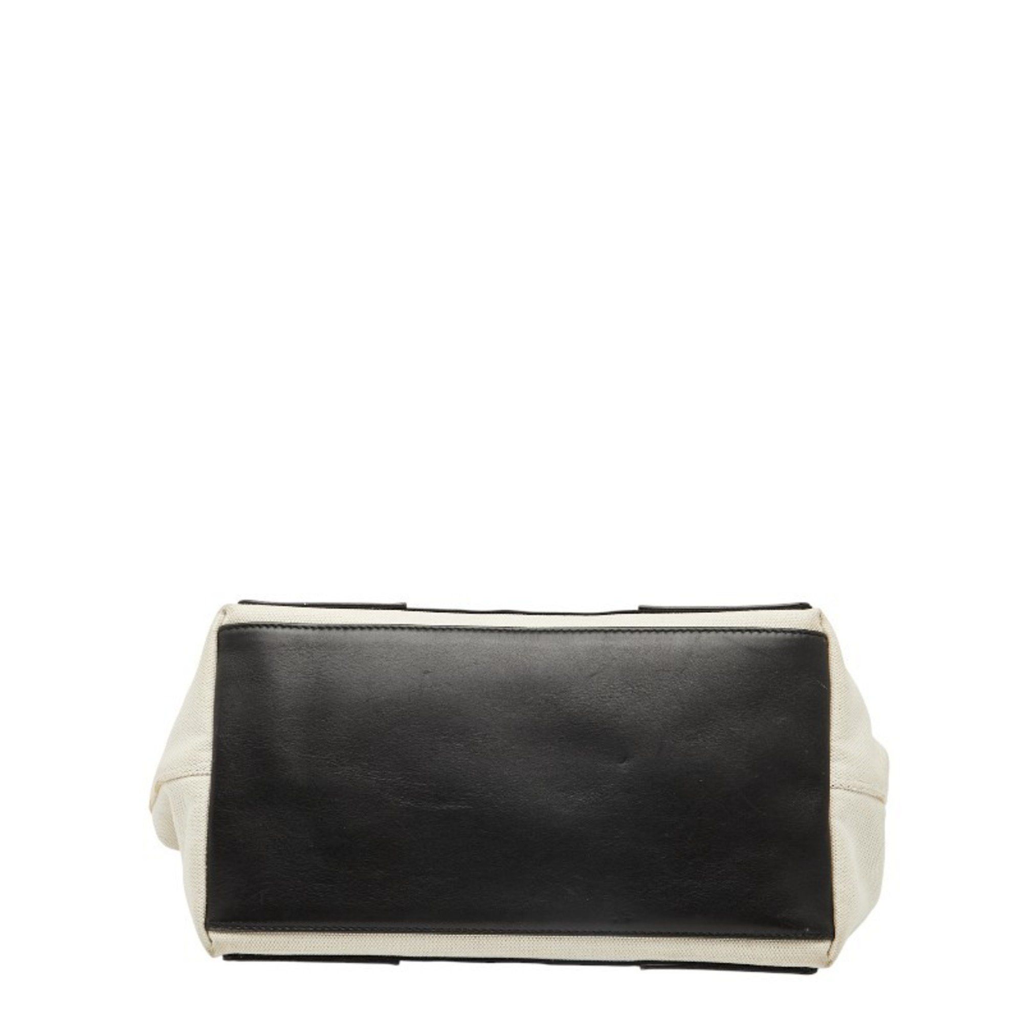 Balenciaga Balenciaga Navy Cabas Small Handbag 339933 in Beige and Black Canvas Leather. Women's. Size ONE SIZE - 3 Thumbnail