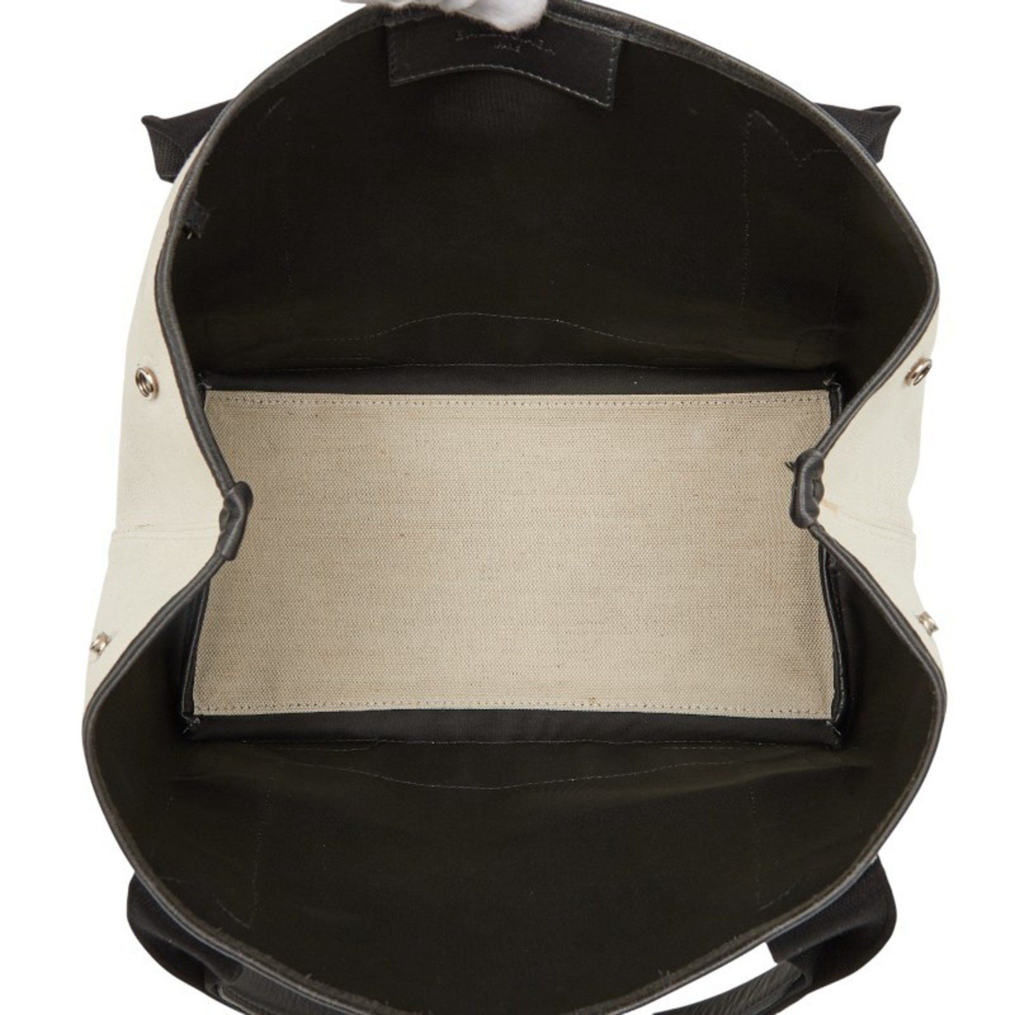 Balenciaga Balenciaga Navy Cabas Small Handbag 339933 in Beige and Black Canvas Leather. Women's. Size ONE SIZE - 10 Thumbnail