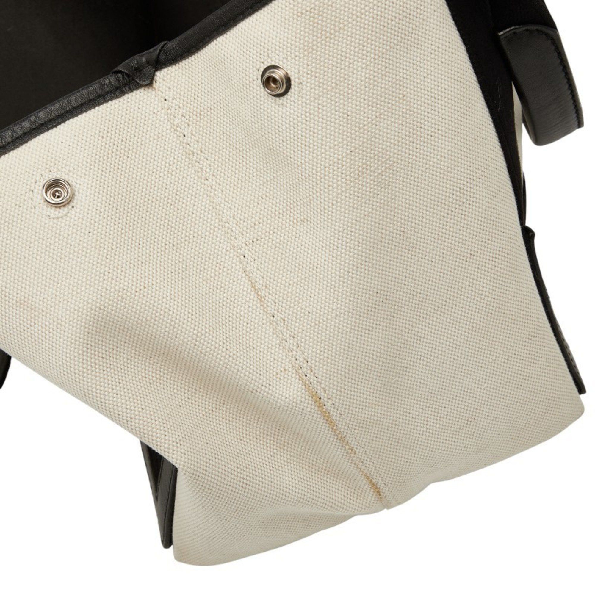 Balenciaga Balenciaga Navy Cabas Small Handbag 339933 in Beige and Black Canvas Leather. Women's. Size ONE SIZE - 9 Thumbnail