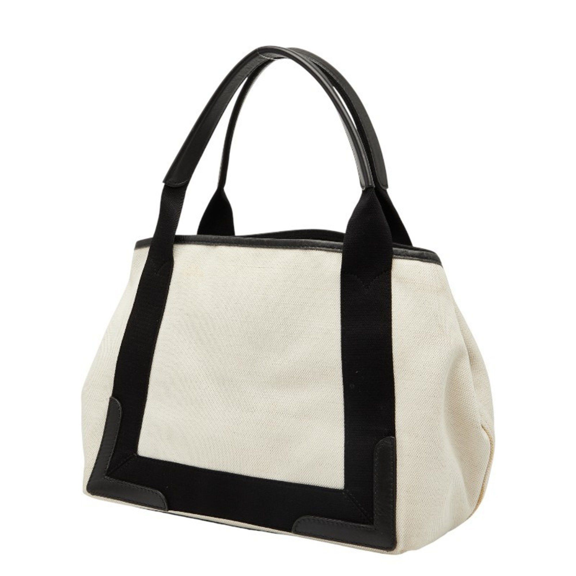 Balenciaga Balenciaga Navy Cabas Small Handbag 339933 in Beige and Black Canvas Leather. Women's. Size ONE SIZE - 2 Thumbnail
