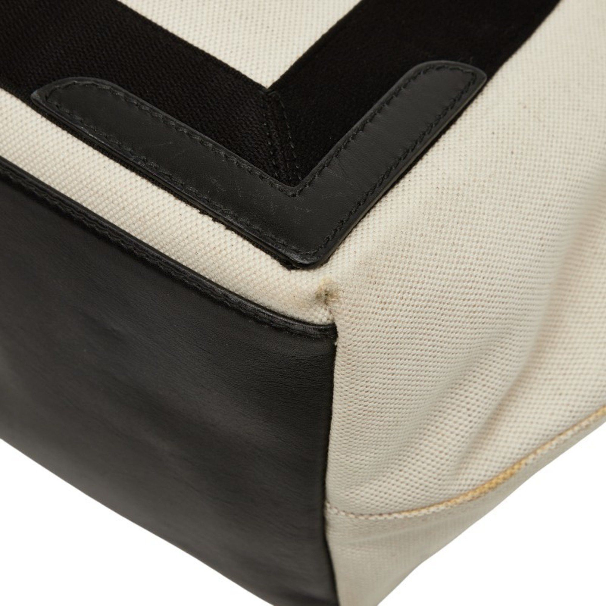 Balenciaga Balenciaga Navy Cabas Small Handbag 339933 in Beige and Black Canvas Leather. Women's. Size ONE SIZE - 7 Thumbnail