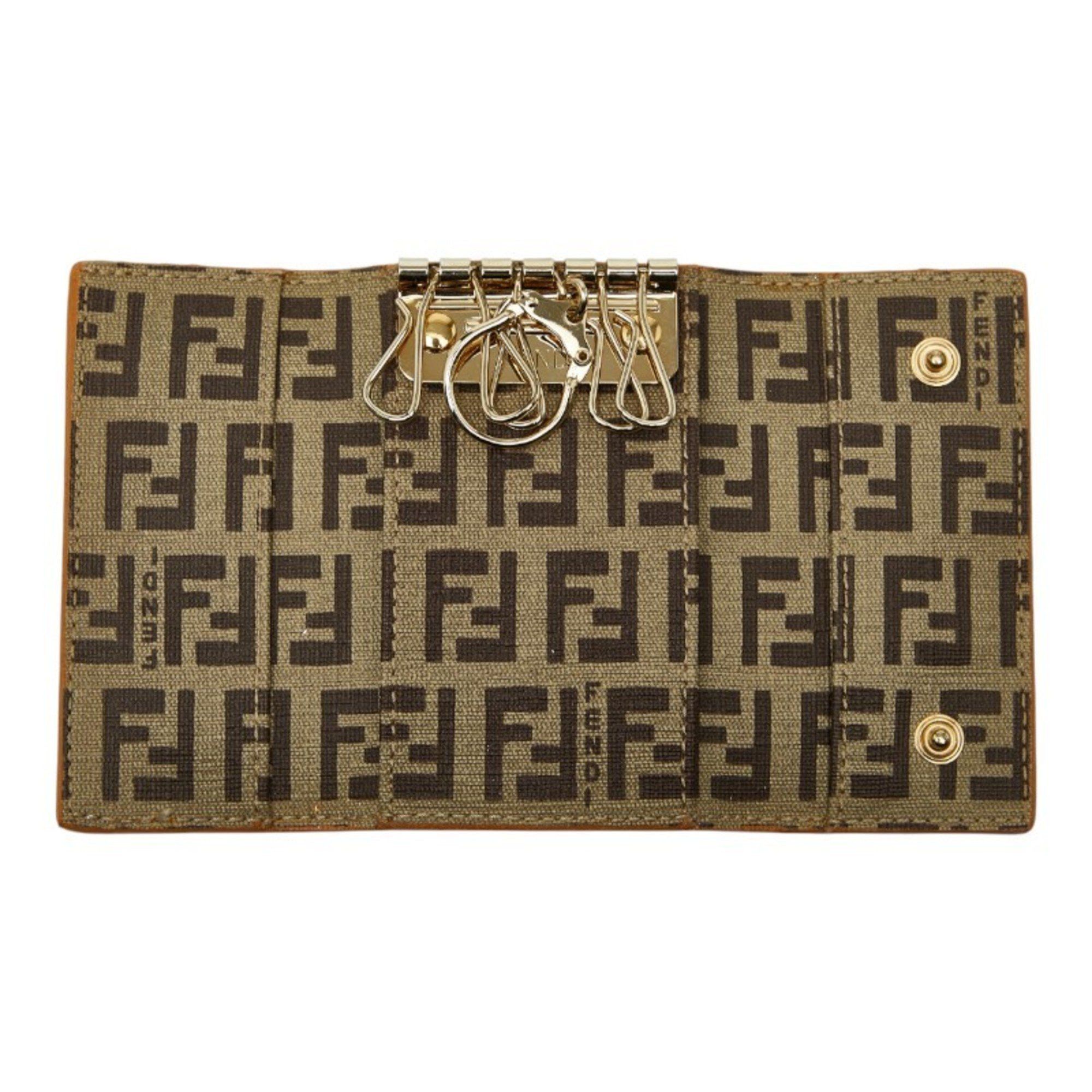 Fendi Fendi Zucchino 6-ring key case 8AP002 Orange leather Women's FENDI Size ONE SIZE - 8 Thumbnail