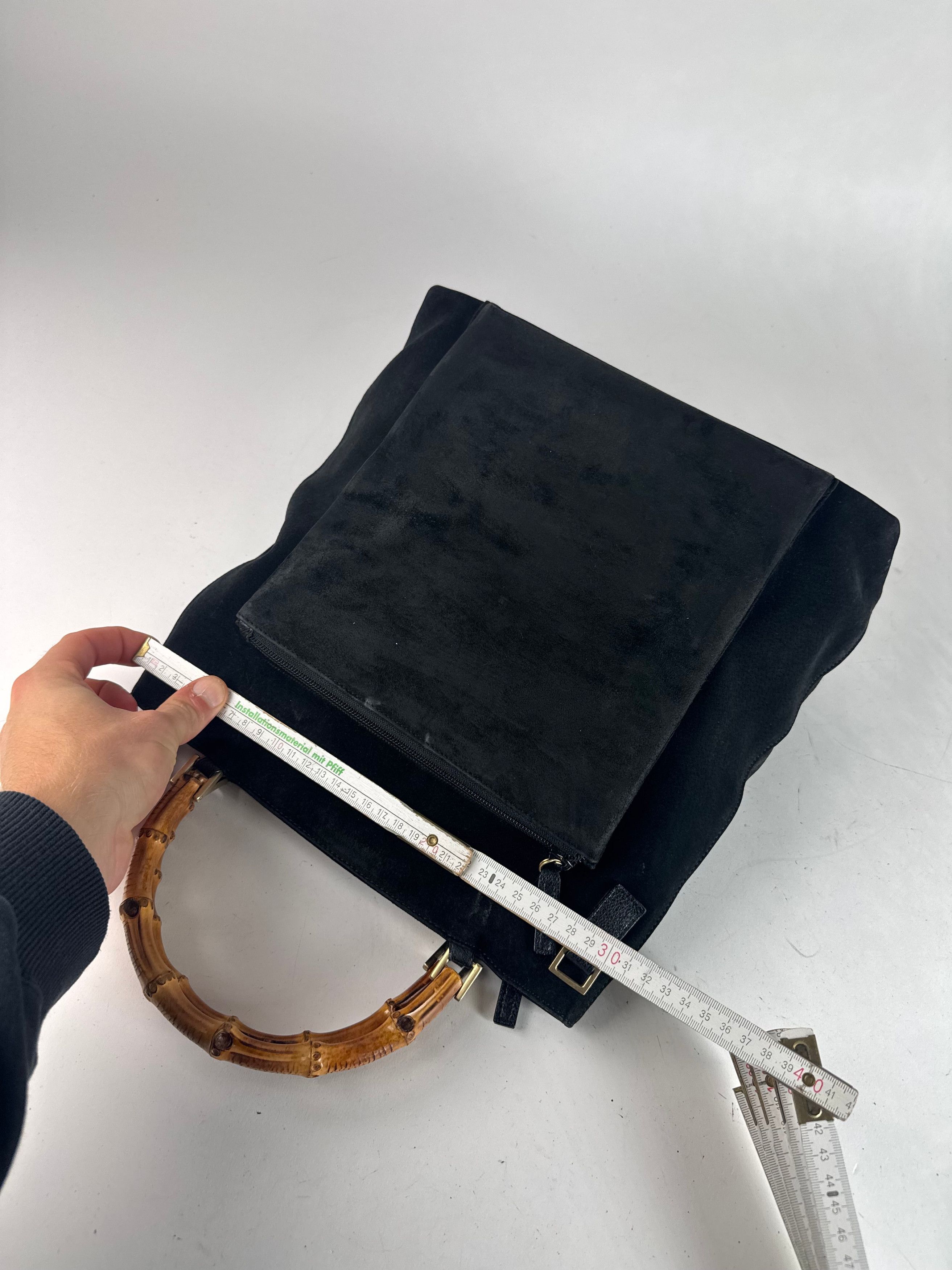 Gucci Vintage Bamboo Top Handle Suede Leather Bag black Size ONE SIZE - 10 Thumbnail