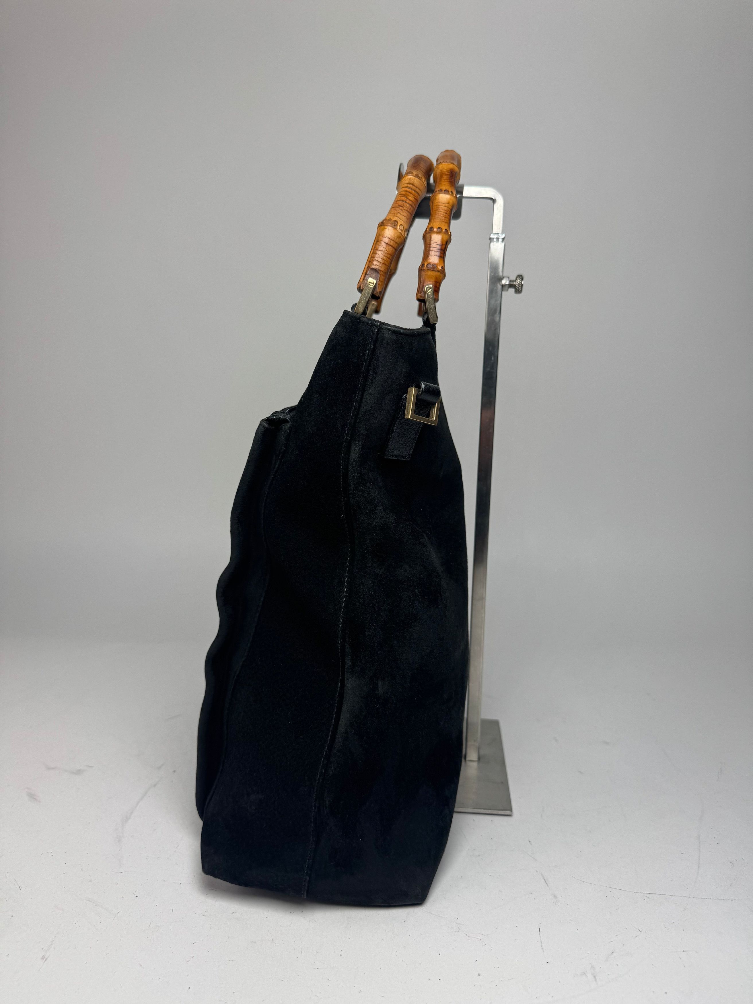 Gucci Vintage Bamboo Top Handle Suede Leather Bag black Size ONE SIZE - 7 Thumbnail