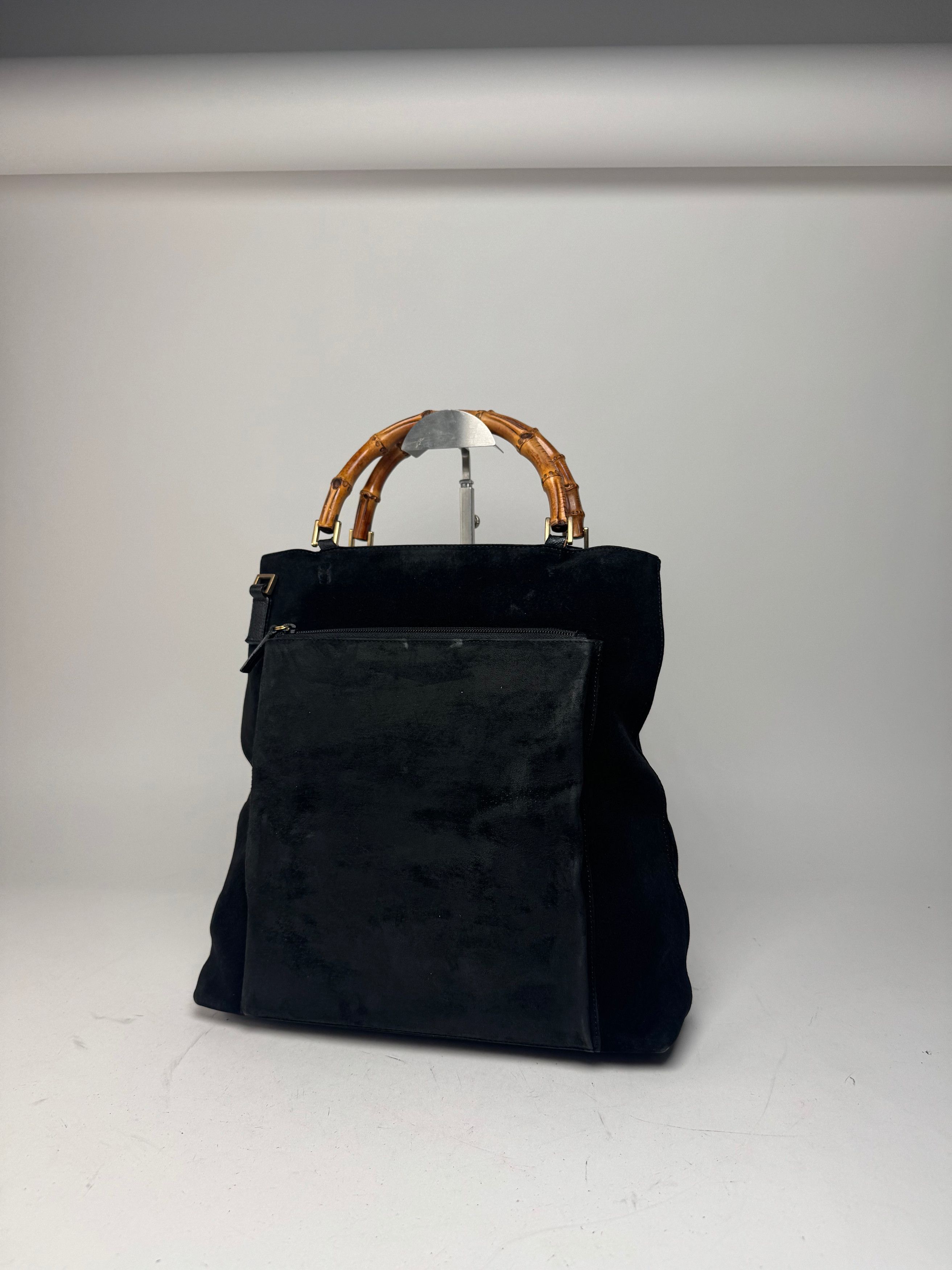 Gucci Vintage Bamboo Top Handle Suede Leather Bag black Size ONE SIZE - 6 Thumbnail