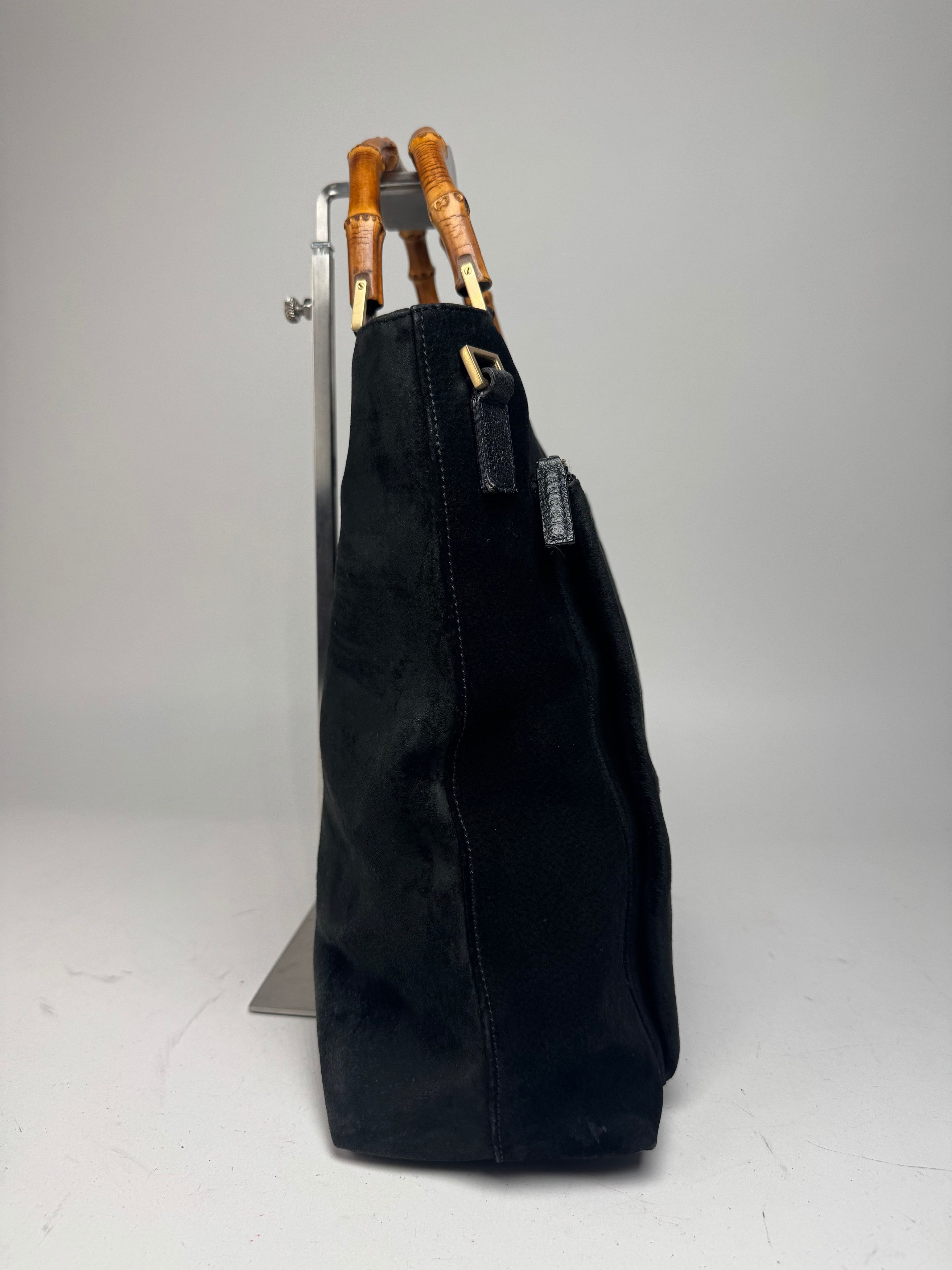 Gucci Vintage Bamboo Top Handle Suede Leather Bag black Size ONE SIZE - 5 Thumbnail