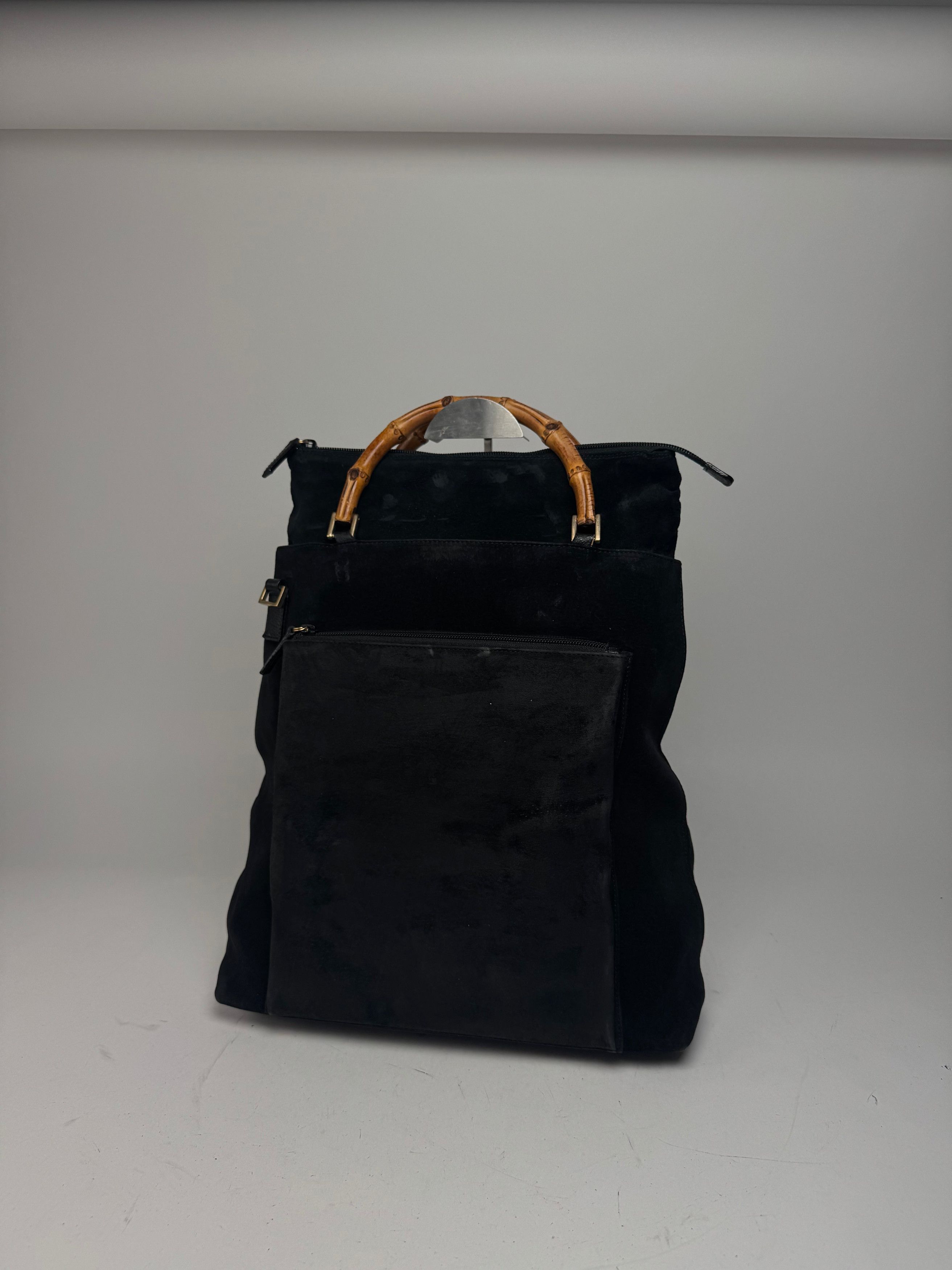 Gucci Vintage Bamboo Top Handle Suede Leather Bag black Size ONE SIZE - 14 Thumbnail