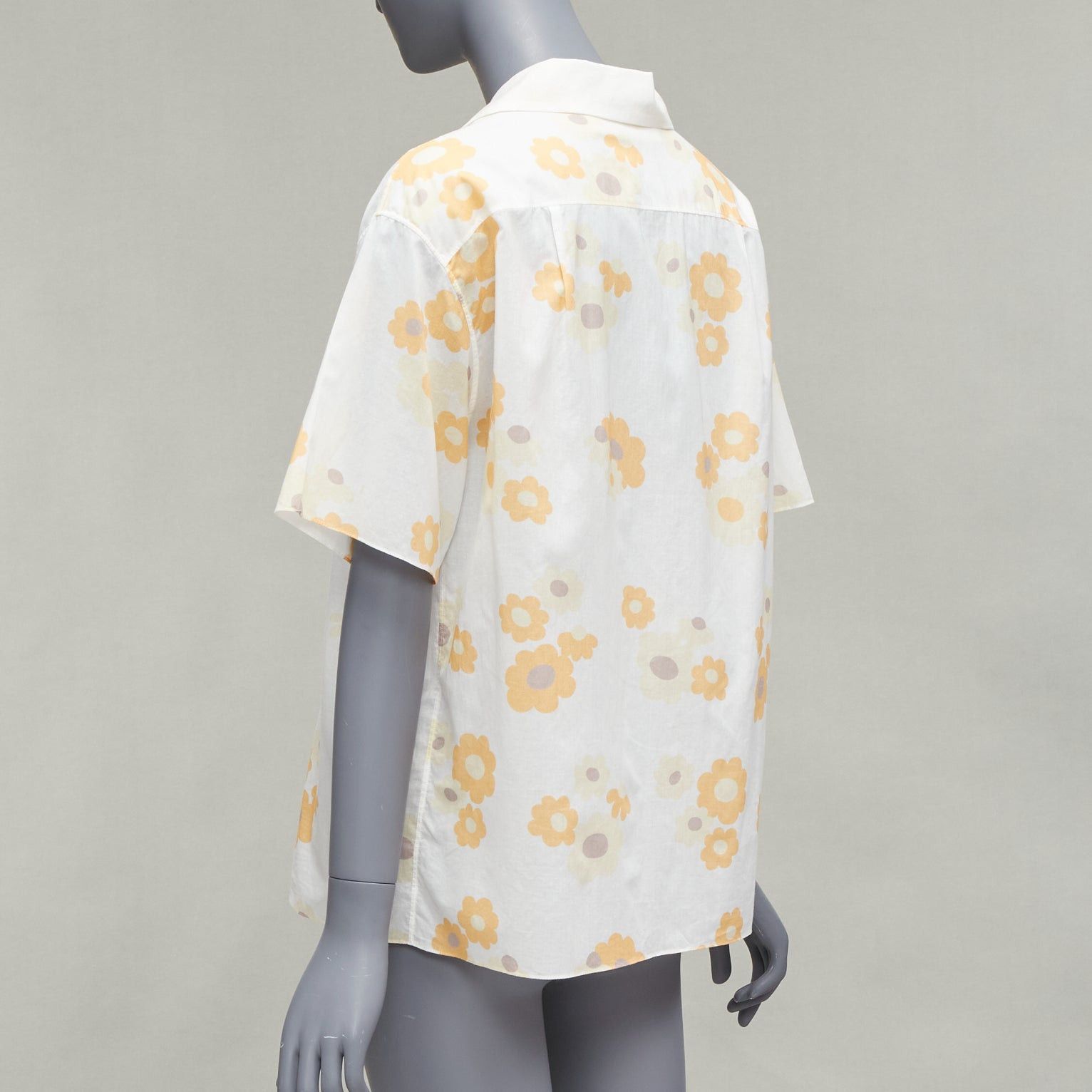 Marni MARNI white yellow cotton vintage floral print short sleeve boxy shirt IT38 XS Size XS / US 0-2 / IT 36-38 - 5 Thumbnail