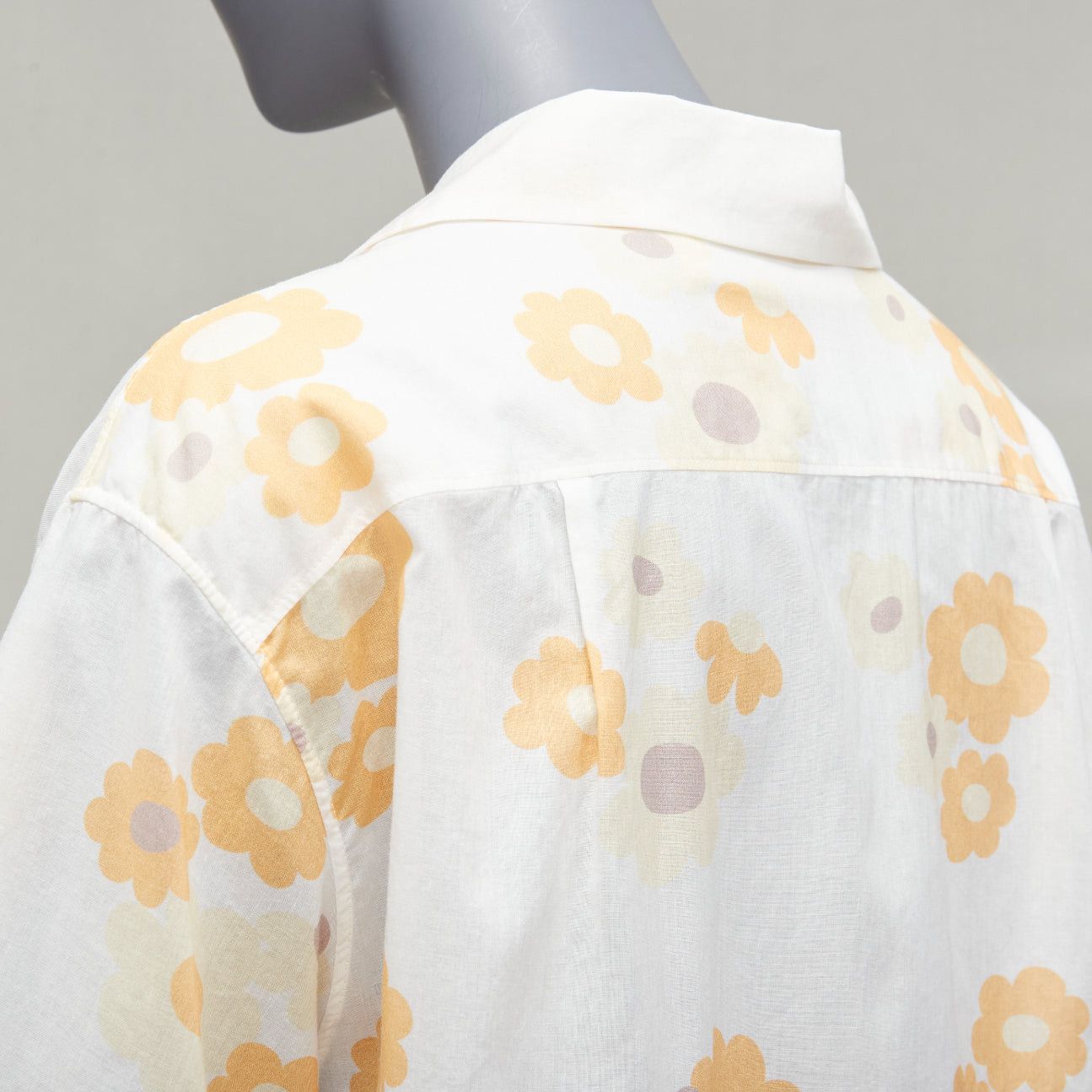 Marni MARNI white yellow cotton vintage floral print short sleeve boxy shirt IT38 XS Size XS / US 0-2 / IT 36-38 - 6 Thumbnail