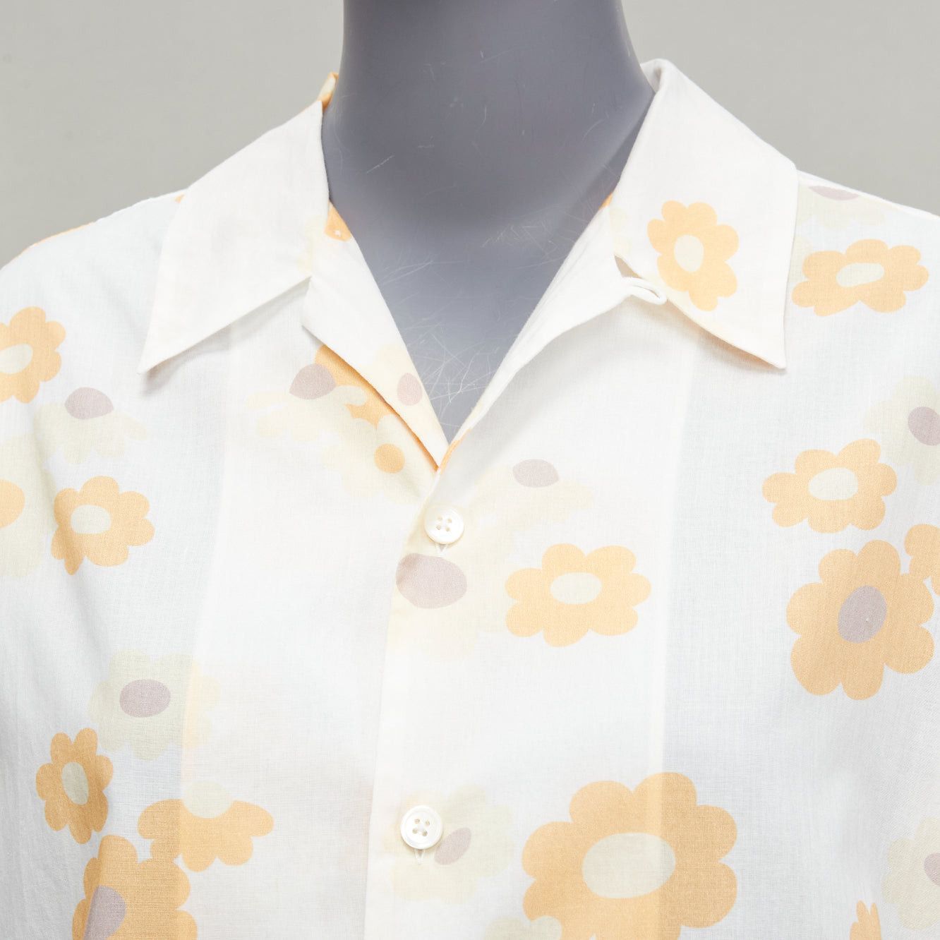 Marni MARNI white yellow cotton vintage floral print short sleeve boxy shirt IT38 XS Size XS / US 0-2 / IT 36-38 - 2 Thumbnail
