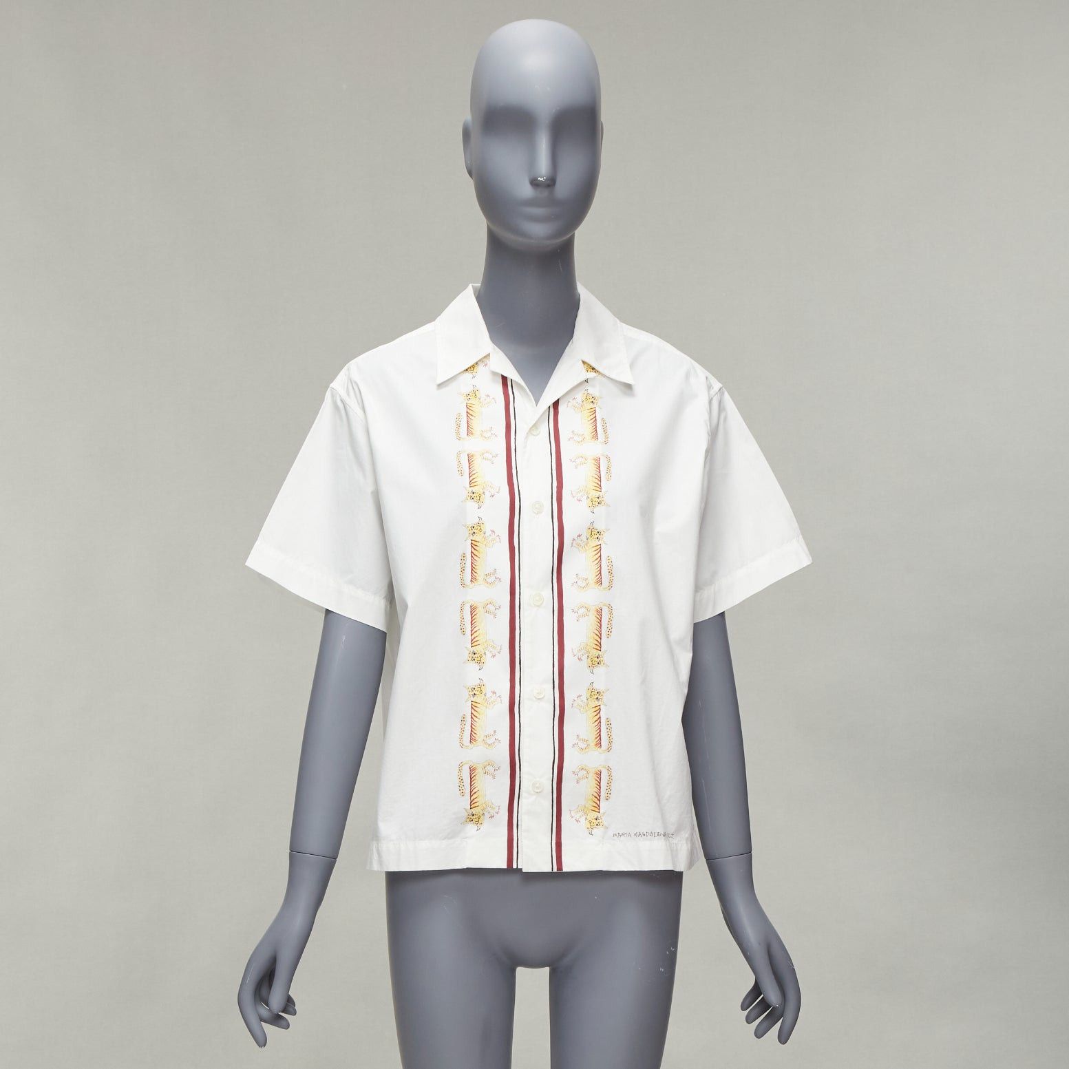 Marni MARNI Maria Magdalena Suarez white cotton yellow tiger print shirt IT36 XXS Size XS / US 0-2 / IT 36-38 - 9 Thumbnail