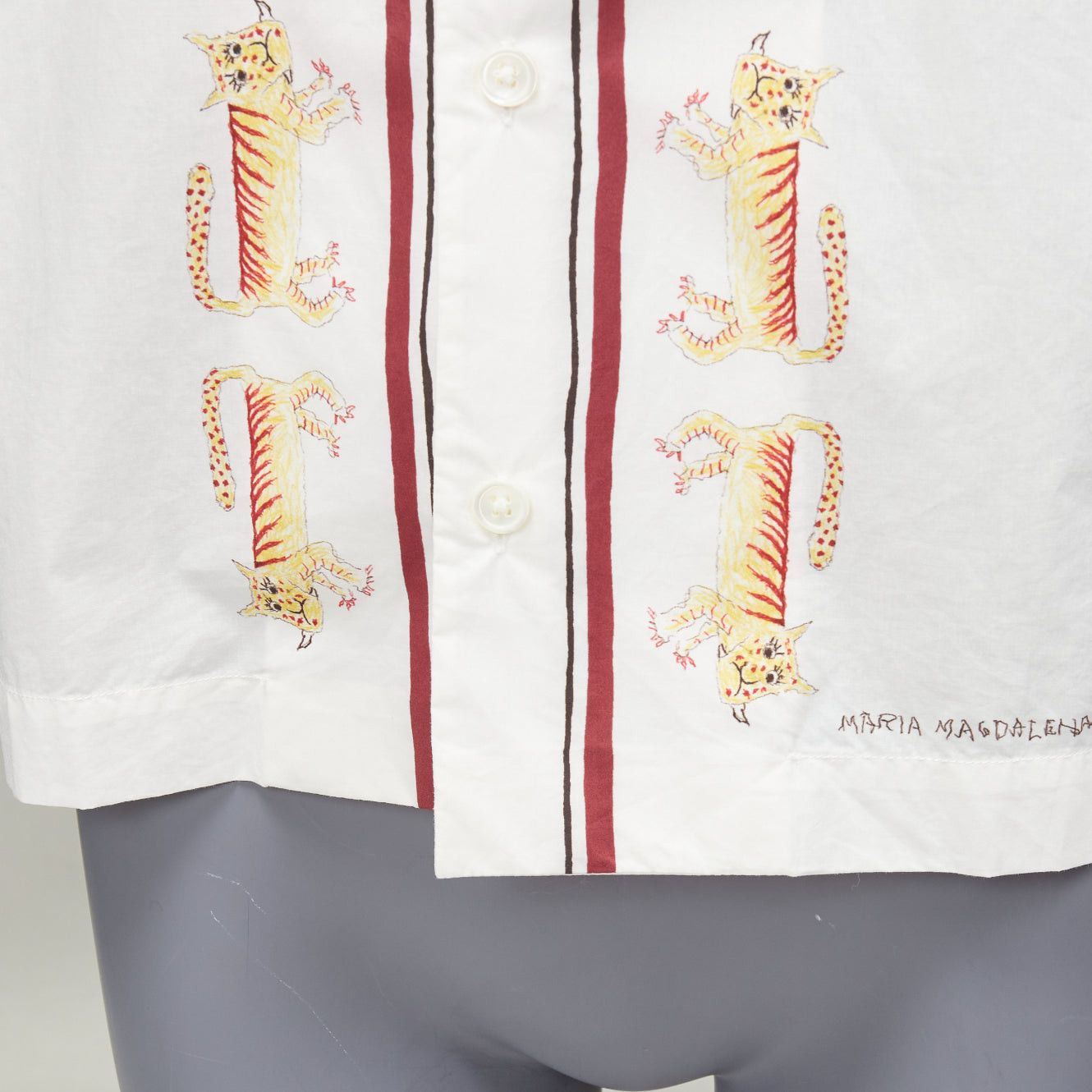 Marni MARNI Maria Magdalena Suarez white cotton yellow tiger print shirt IT36 XXS Size XS / US 0-2 / IT 36-38 - 2 Thumbnail