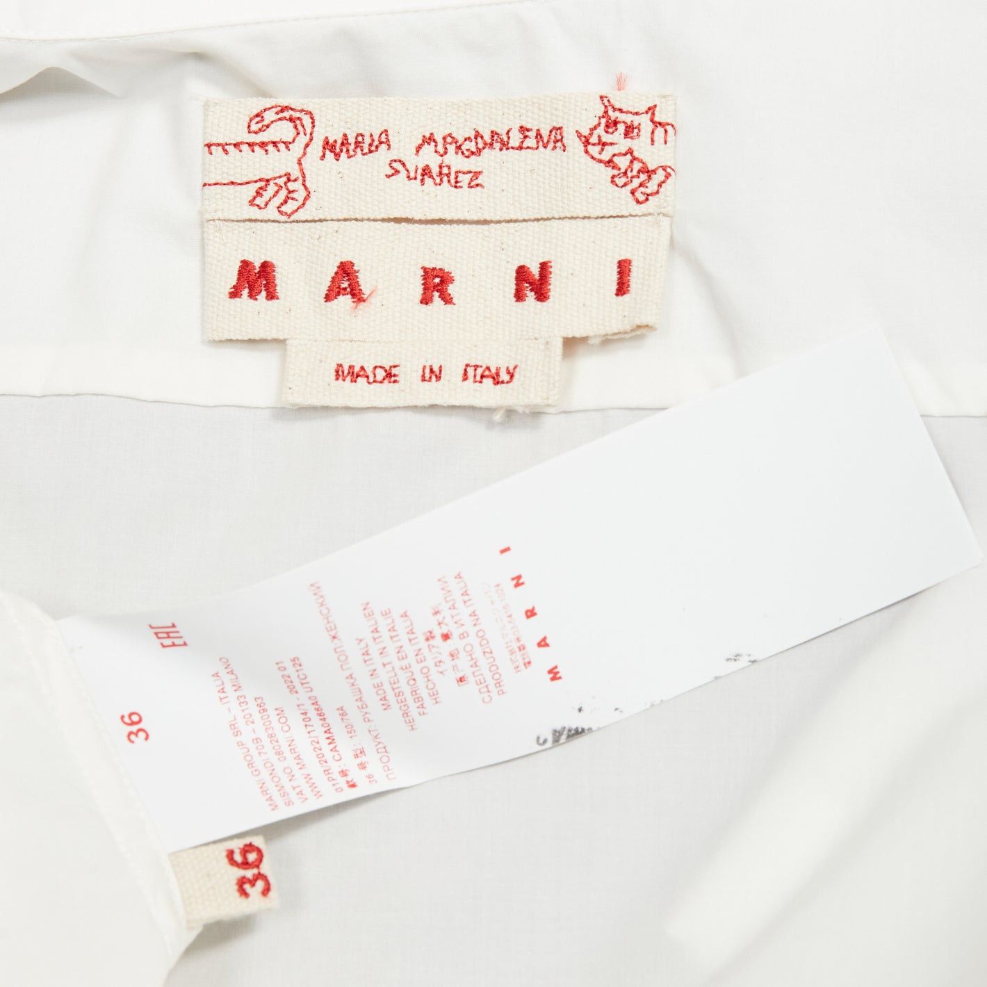 Marni MARNI Maria Magdalena Suarez white cotton yellow tiger print shirt IT36 XXS Size XS / US 0-2 / IT 36-38 - 8 Thumbnail