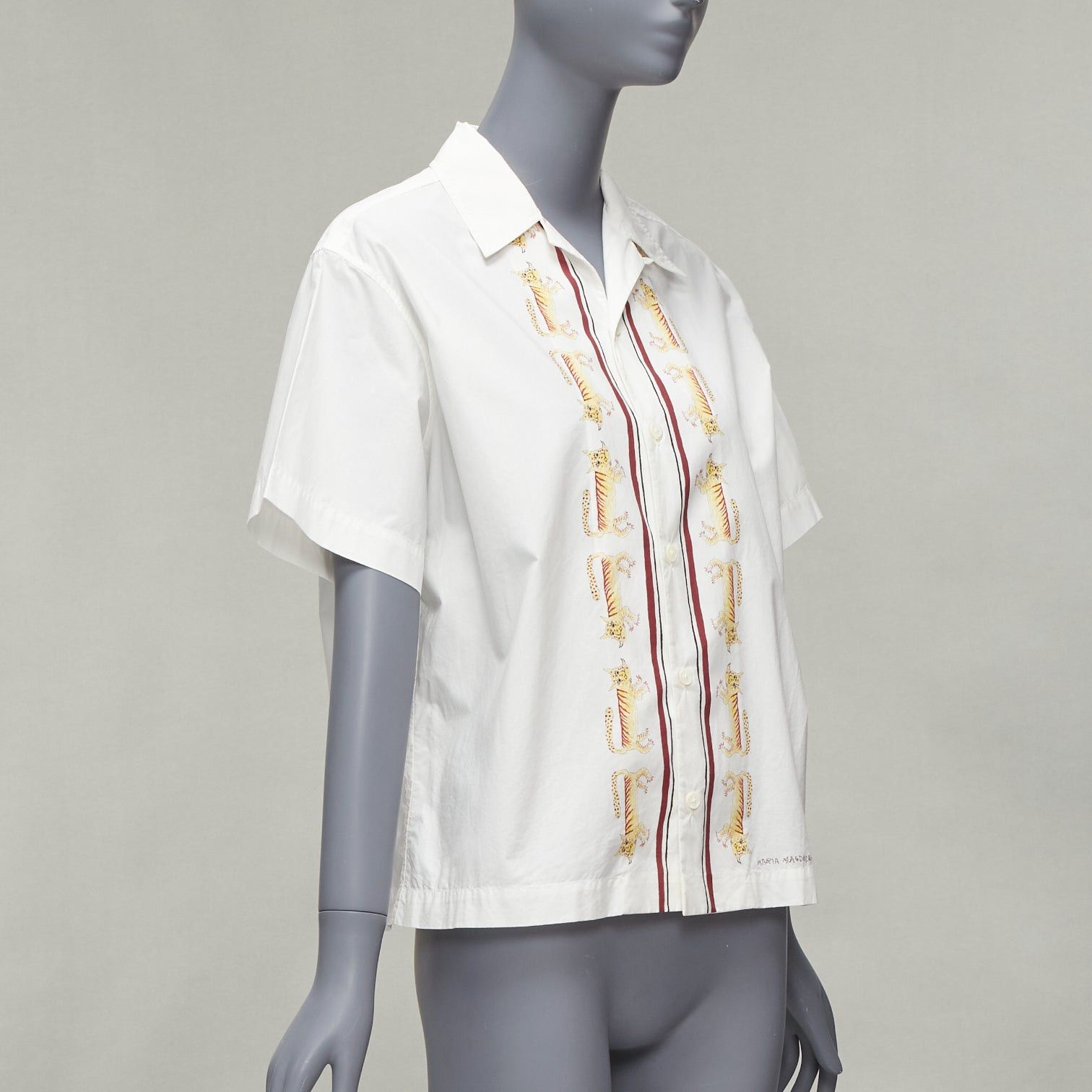 Marni MARNI Maria Magdalena Suarez white cotton yellow tiger print shirt IT36 XXS Size XS / US 0-2 / IT 36-38 - 3 Thumbnail