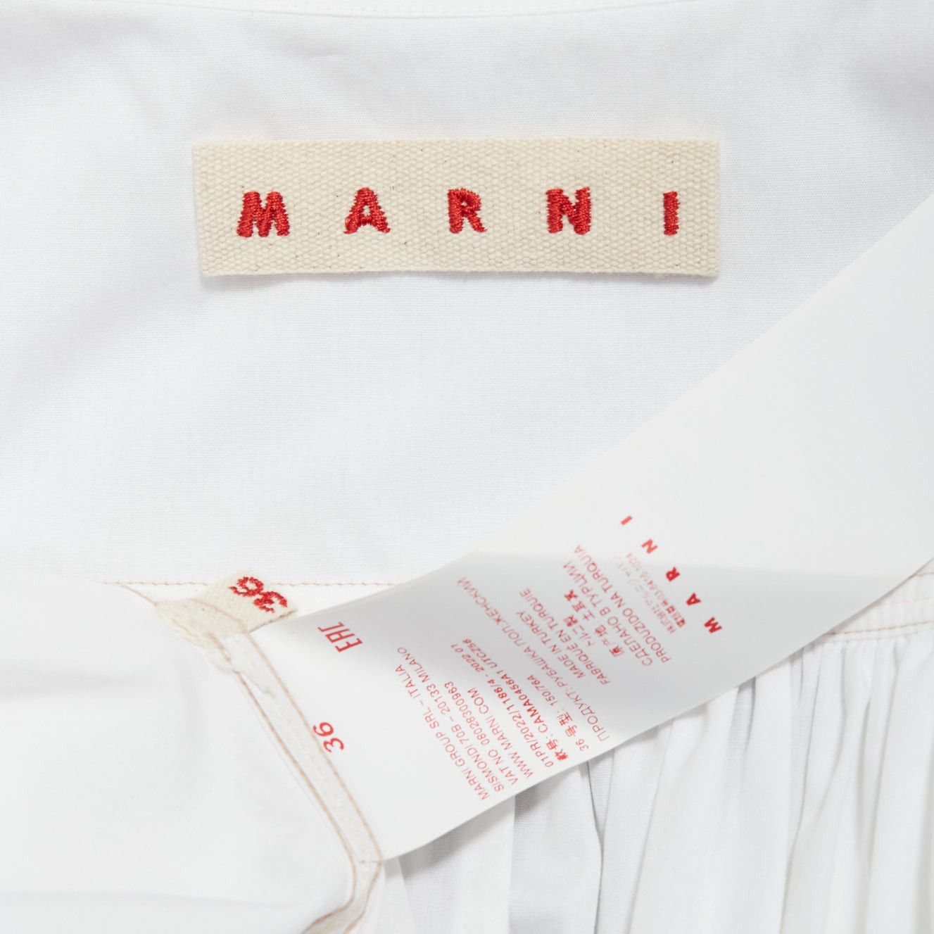 Marni MARNI white cotton drawstring hem puff sleeve cropped blouse IT36 XXS Size XS / US 0-2 / IT 36-38 - 8 Thumbnail