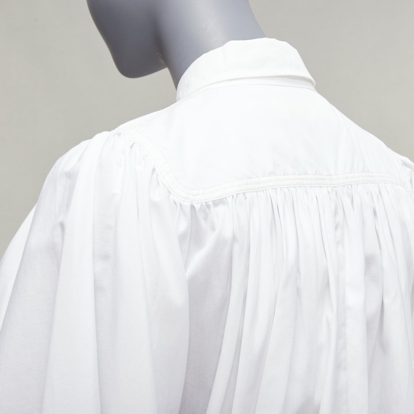 Marni MARNI white cotton drawstring hem puff sleeve cropped blouse IT36 XXS Size XS / US 0-2 / IT 36-38 - 7 Thumbnail