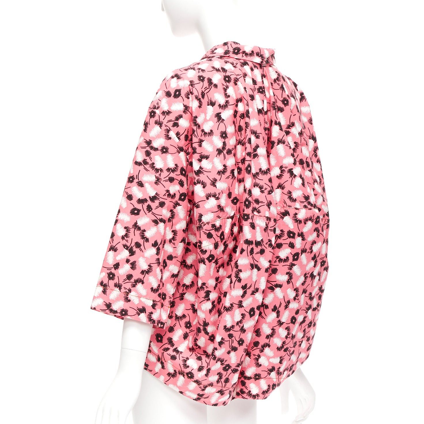 Marni MARNI 100% cotton pink black white feather print boxy shirt IT38 XS Size XS / US 0-2 / IT 36-38 - 6 Thumbnail