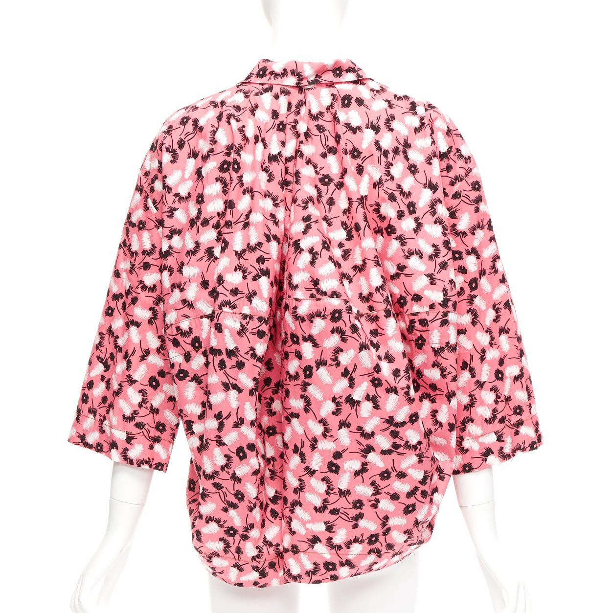 Marni MARNI 100% cotton pink black white feather print boxy shirt IT38 XS Size XS / US 0-2 / IT 36-38 - 5 Thumbnail