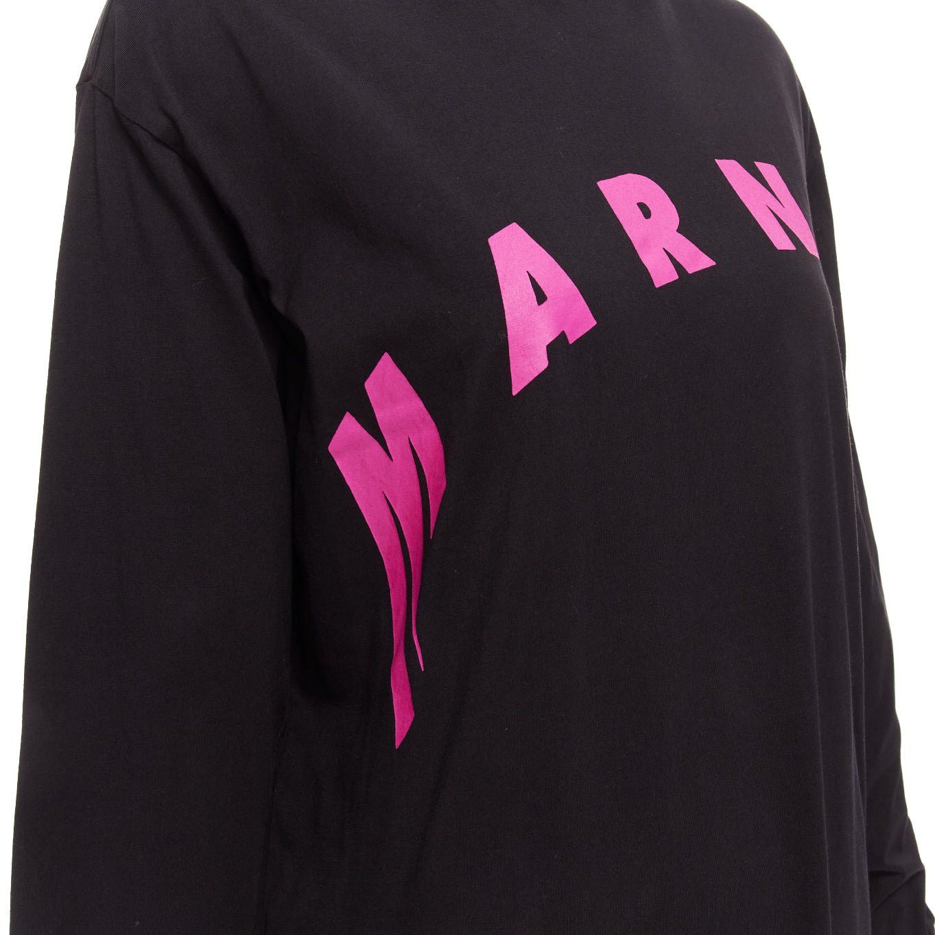 Marni MARNI black pink logo print long sleeve crew neck sweater dress IT38 XS Size XS / US 0-2 / IT 36-38 - 7 Thumbnail